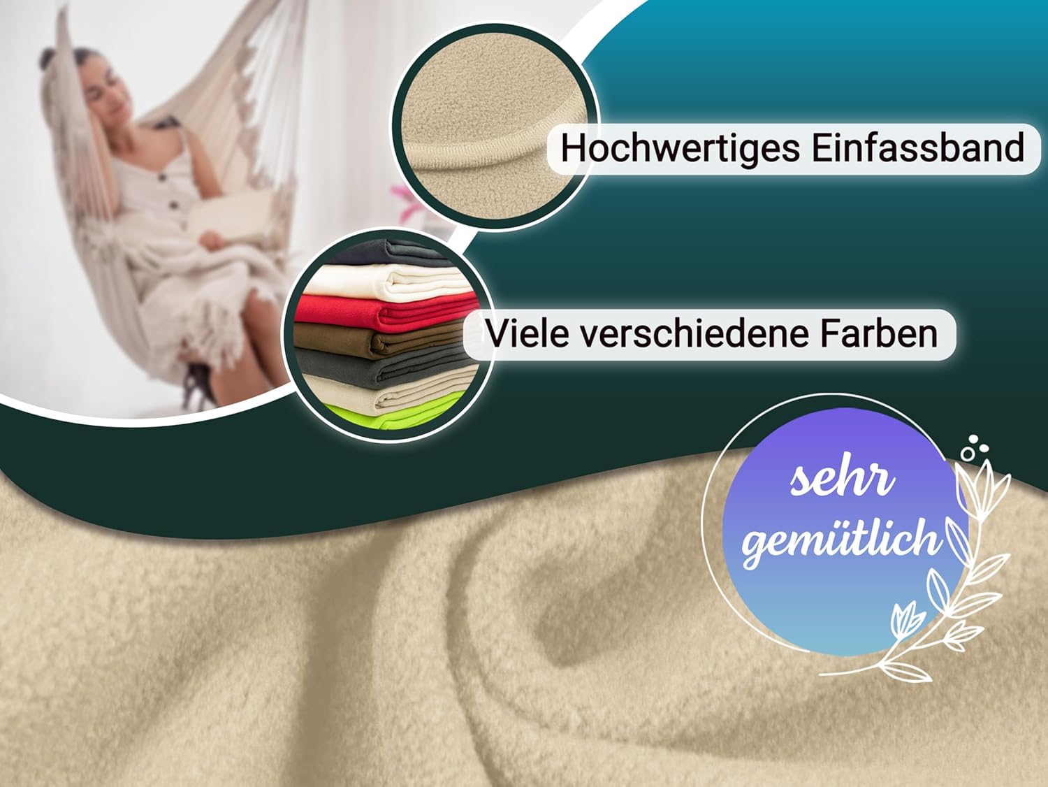 Thumbnail 2 de ZOLLNER Kuscheldecke 130x170 cm – flauschige Polyester-Decke mit hochwertigem Einfassband, OEKO-TEX zertifiziert