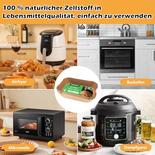Thumbnail 5 de TopEsct 120 feuilles de papier sulfurisé 21x14 cm pour air fryer – Qualité alimentaire, résistance à l'huile