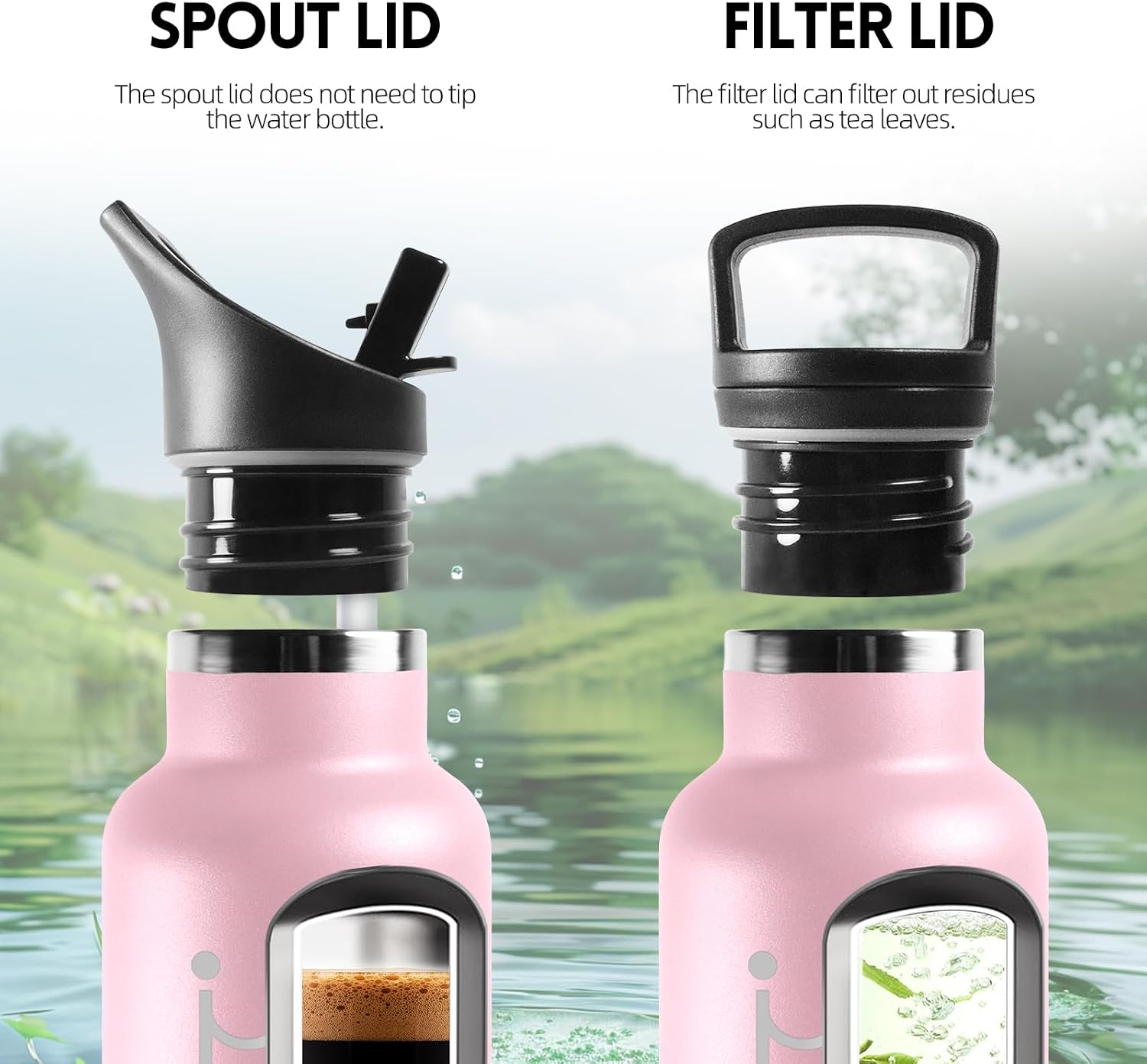 Detalle de Gourde INOX 500 ML avec paille pour sport et voyage