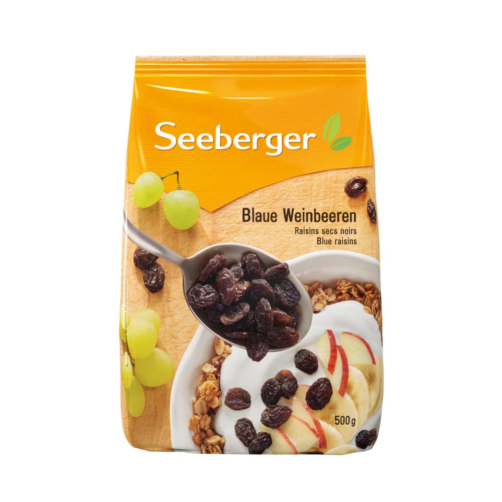 Detalle 2 de Seeberger Blaue Weinbeeren 13er Pack (13 x 200 g) – ungeschwefelt, vegan & zum Backen, Kochen und Snacken