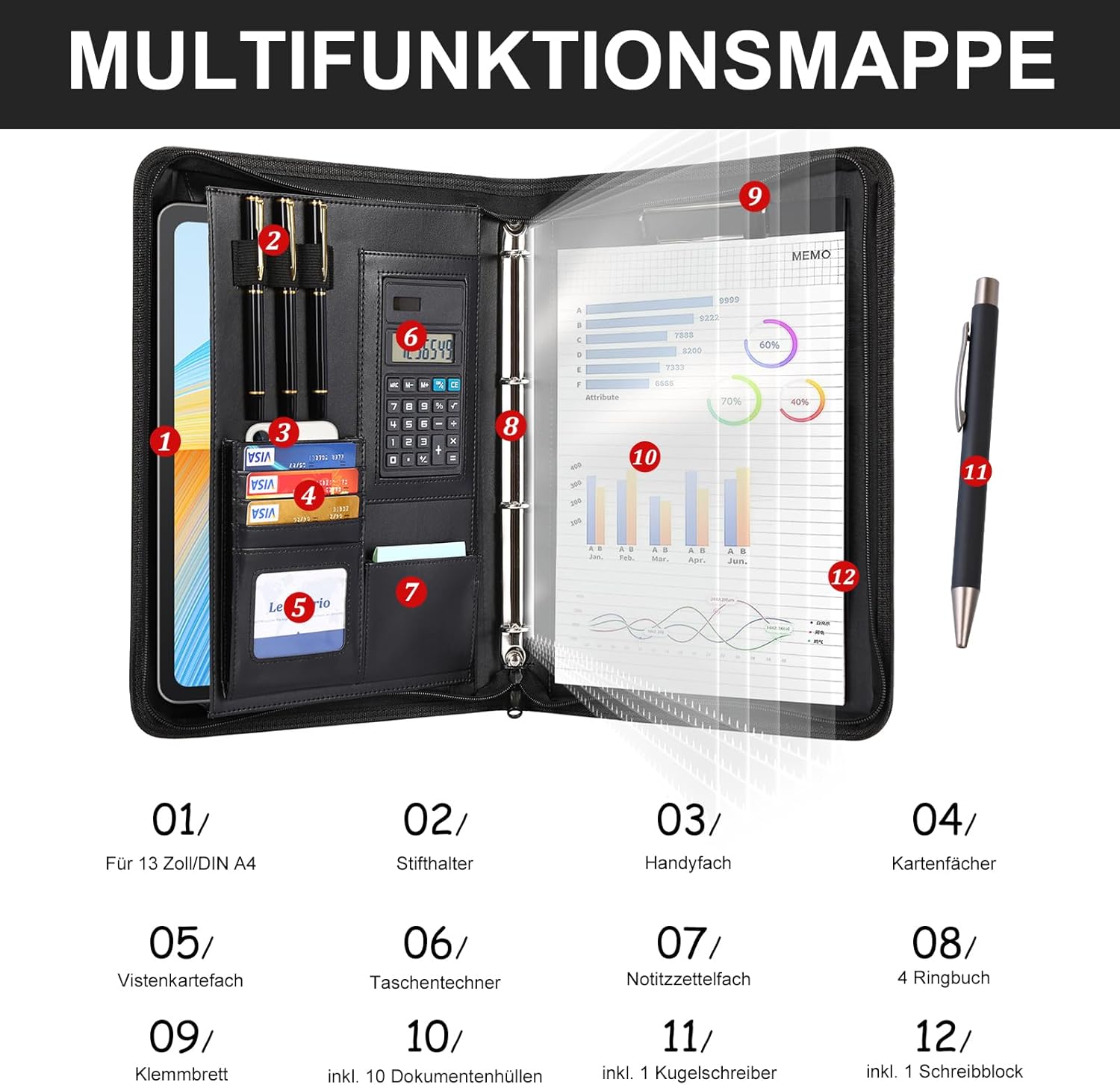 Thumbnail 4 de Leathario A4 Konferenzmappe