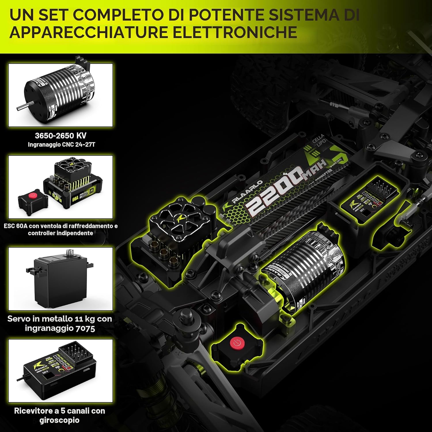 Detalle 2 de RIAARIO Auto RC Mini 1:10 Senza Spazzole 4WD — Monster Truck elettrico per adulti