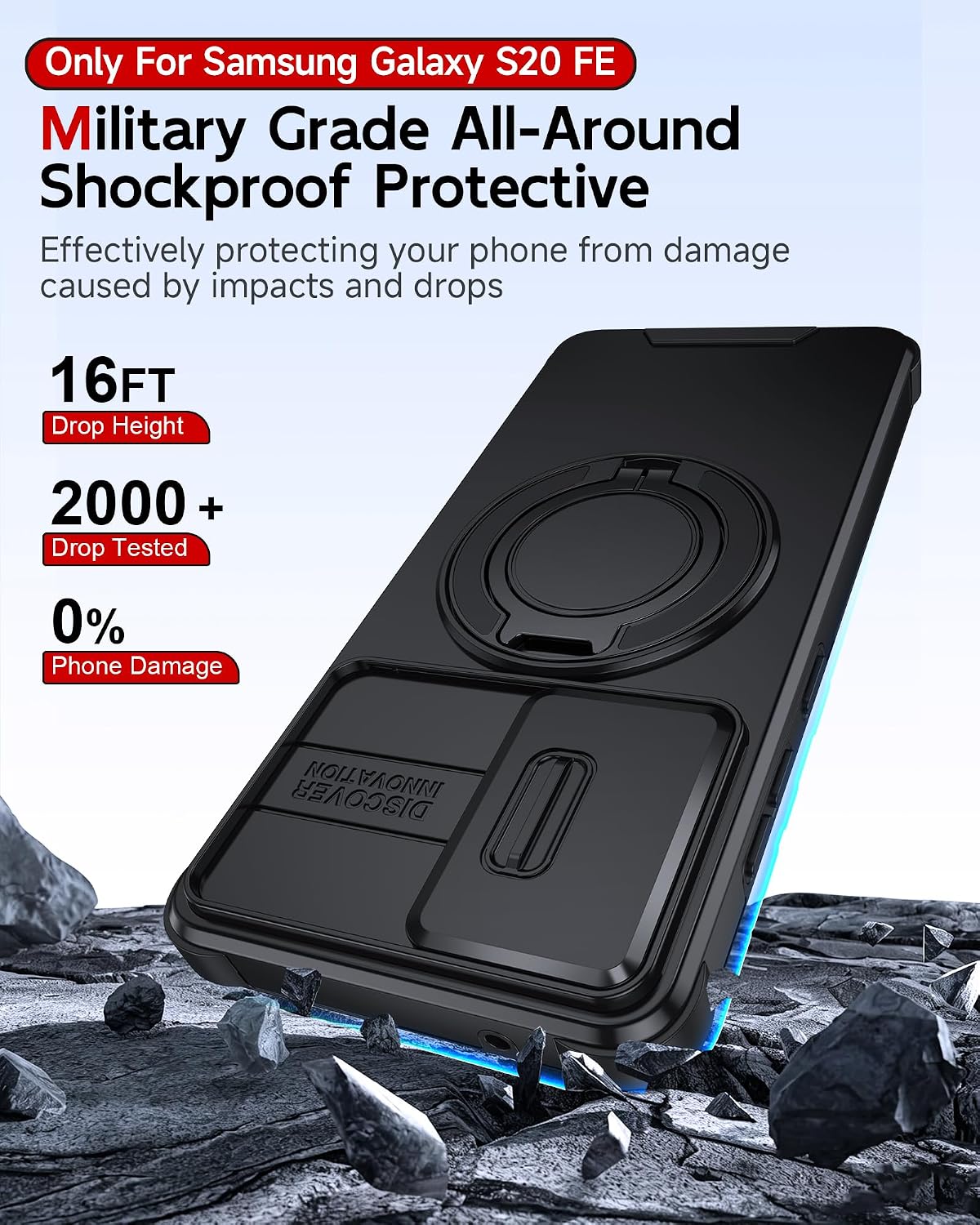 Thumbnail 6 de LeYi Galaxy S20 FE 5G Case with Sliding Camera Cover and Ring Stand
