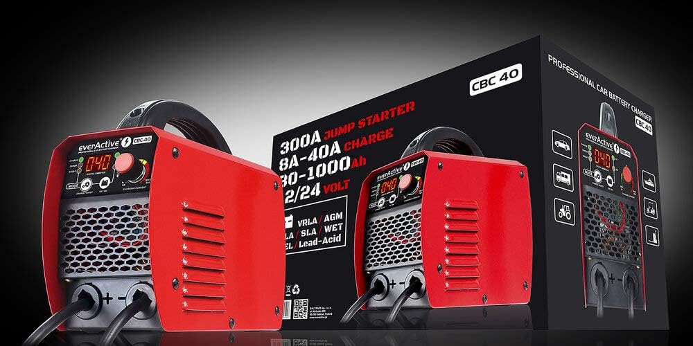 Detalle 2 de everActive CBC-40 – prostownik 12/24 V z rozruchem 300 A i ładowaniem 8–40 A
