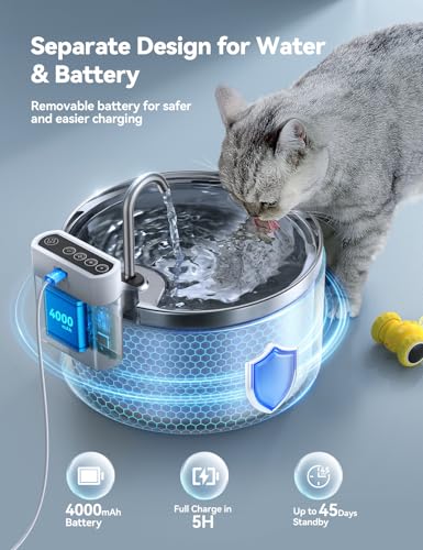 Thumbnail 1 de FEELNEEDY Fontaine à Eau Chat sans Fil 3,5 L — Robinet en Acier Inoxydable