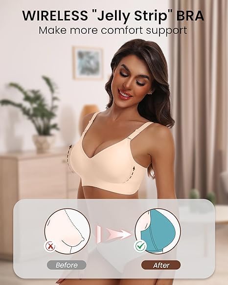 Detalle de HORISUN Comfortable Seamless Full Coverage Wireless Bra (Regular & Plus Sizes)