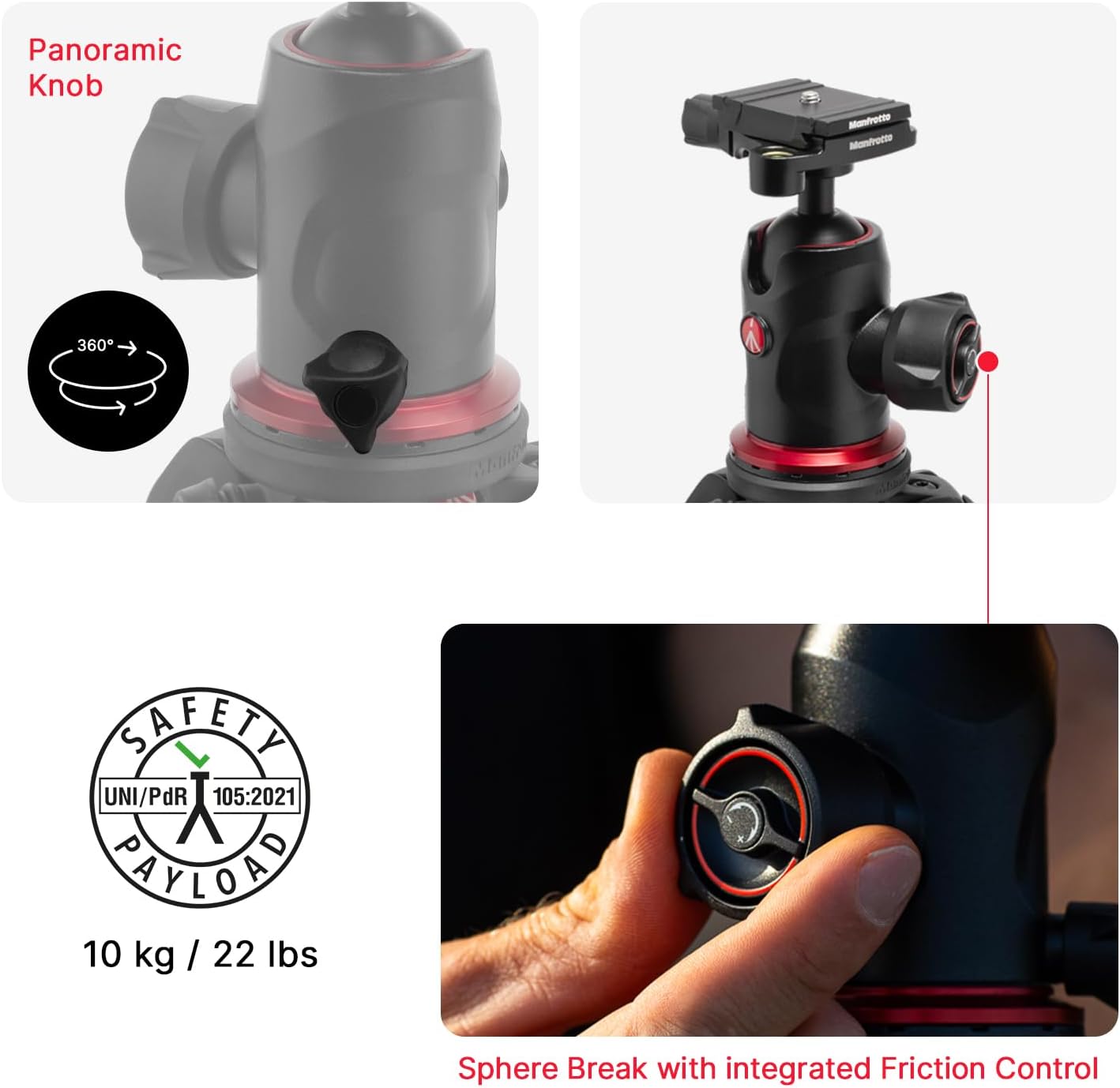 Thumbnail 5 de Manfrotto 290XTRA con testa a sfera 496, treppiede in alluminio per reflex e mirrorless (3 sezioni, piastra Arca-Swiss, 10 kg) + borsa