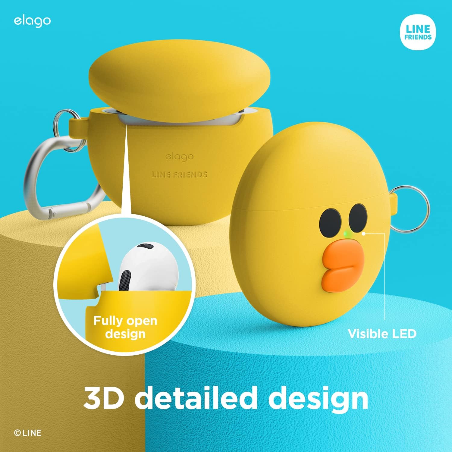 Detalle de elago x LINE FRIENDS Coque Sally compatible AirPods 3 avec mousqueton et silicone