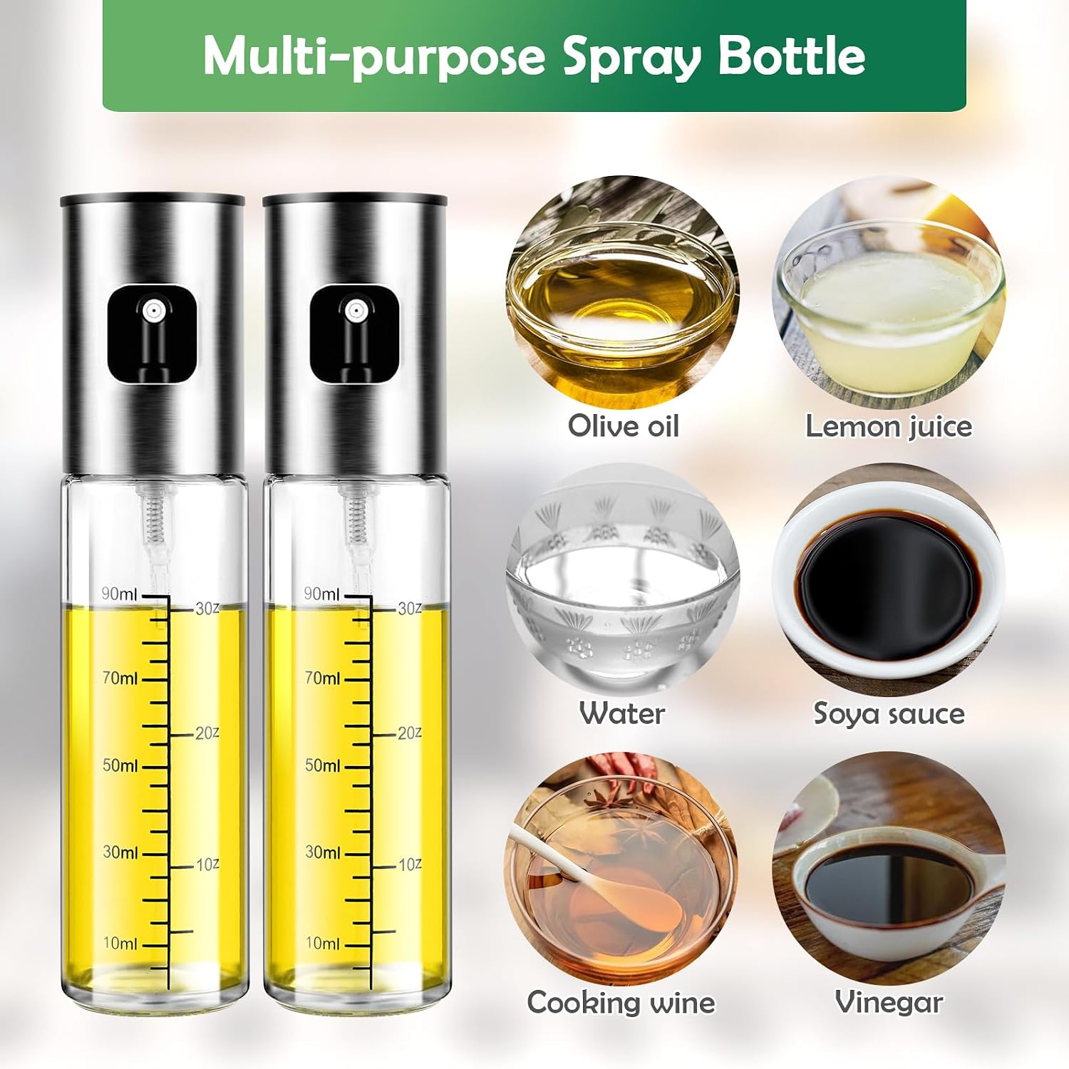 Detalle de Byitin 100ML Glass Oil Spray Bottle Duo – Multi-use Misto Dispenser