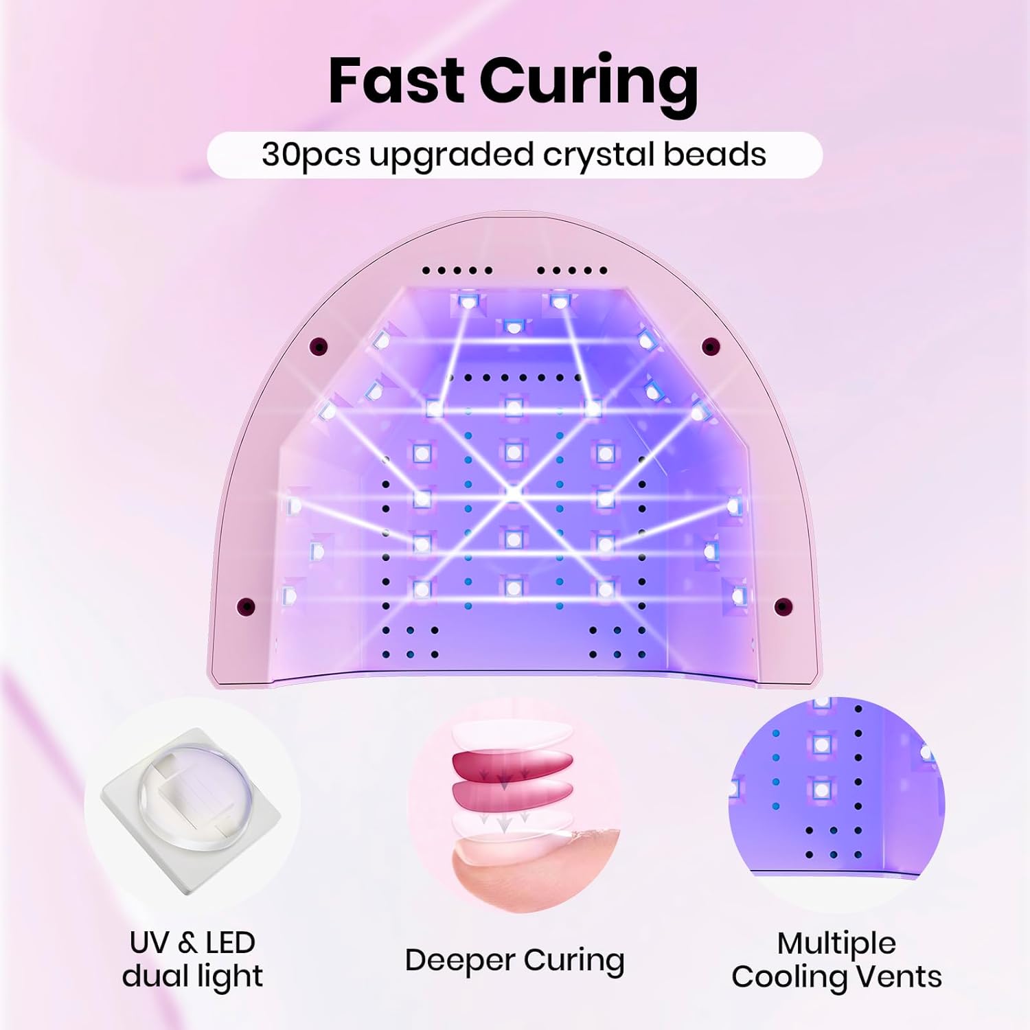 Thumbnail 2 de Beetles UV Nail Lamp (LED) with 3 Timers 30/60/120s and Smart Auto Sensor for Gel Polish, Pink