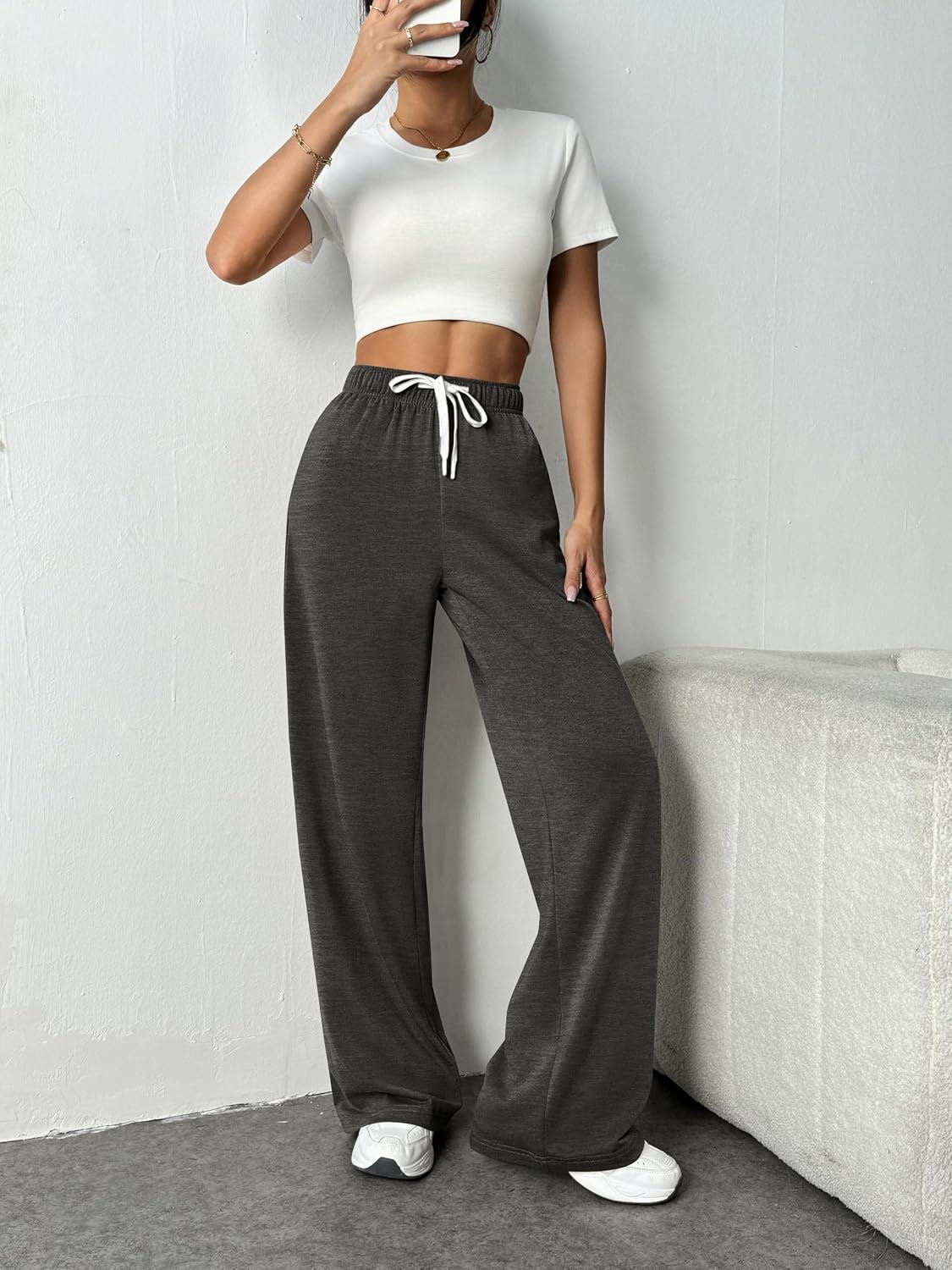 Detalle de PINSPARK Women's Straight Leg Joggers with Pockets: Casual Comfort for Every Day