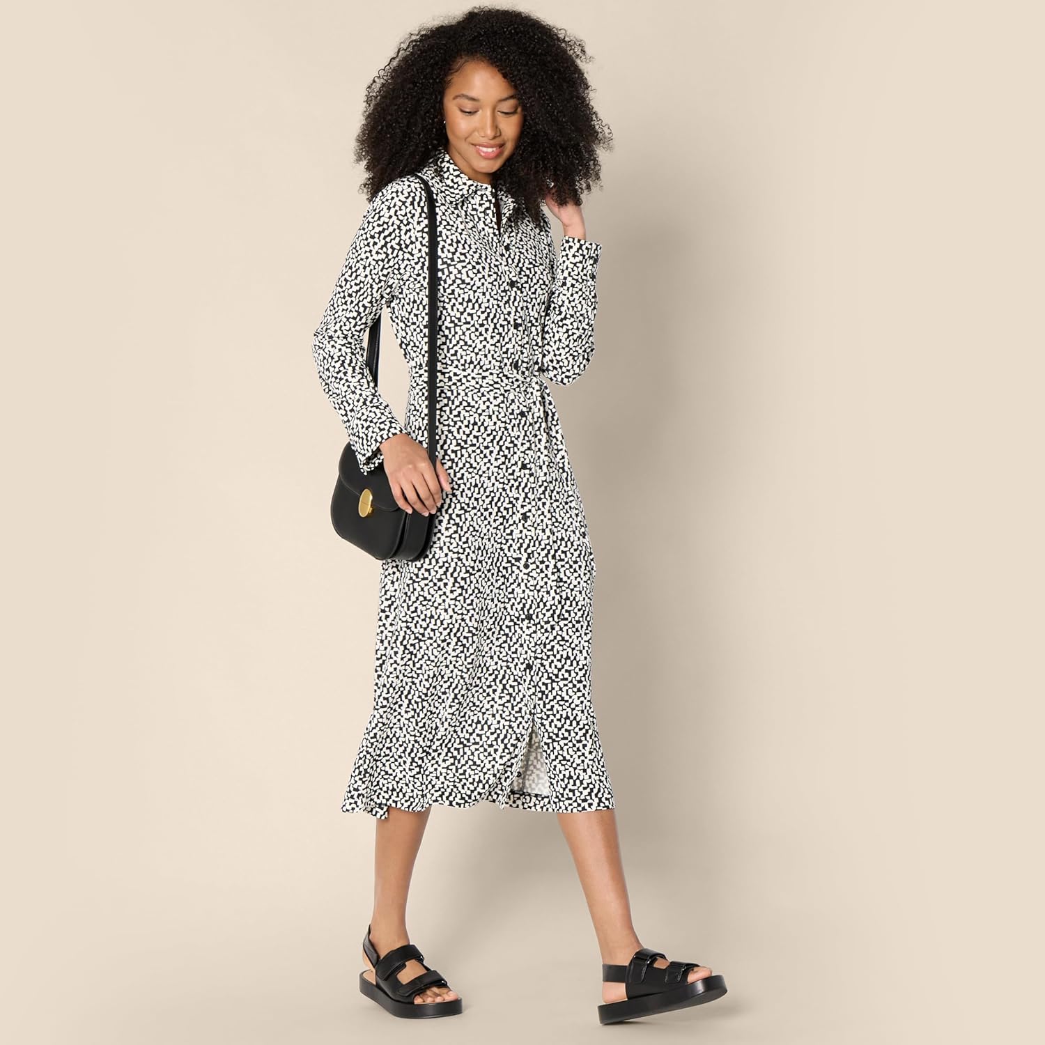 Thumbnail 3 de Amazon Essentials Women’s Regular Fit Long Sleeve Matte Jersey Collared Smart Midi Shirt Dress