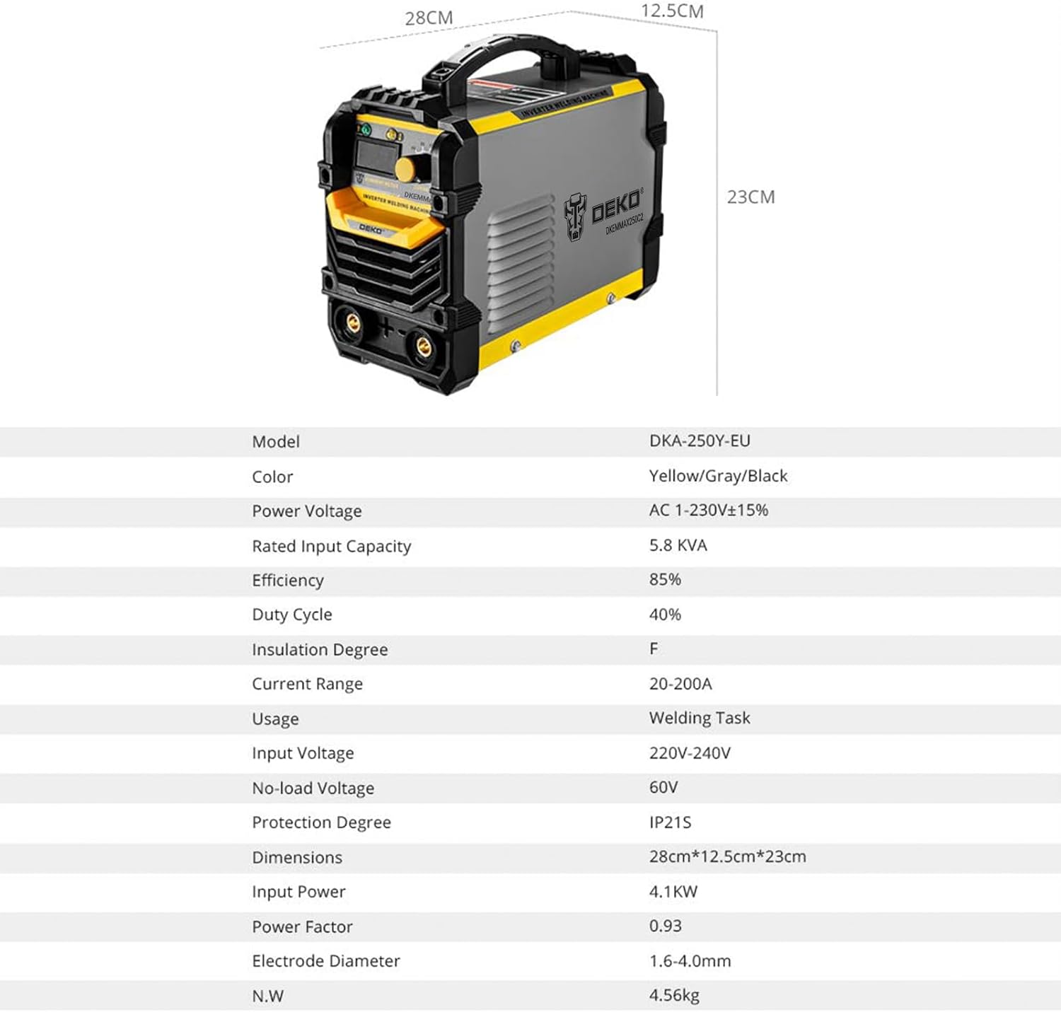 Thumbnail 5 de DEKO MMA-booglasapparaat met IGBT-inverter en dubbele spanning 110/220 V