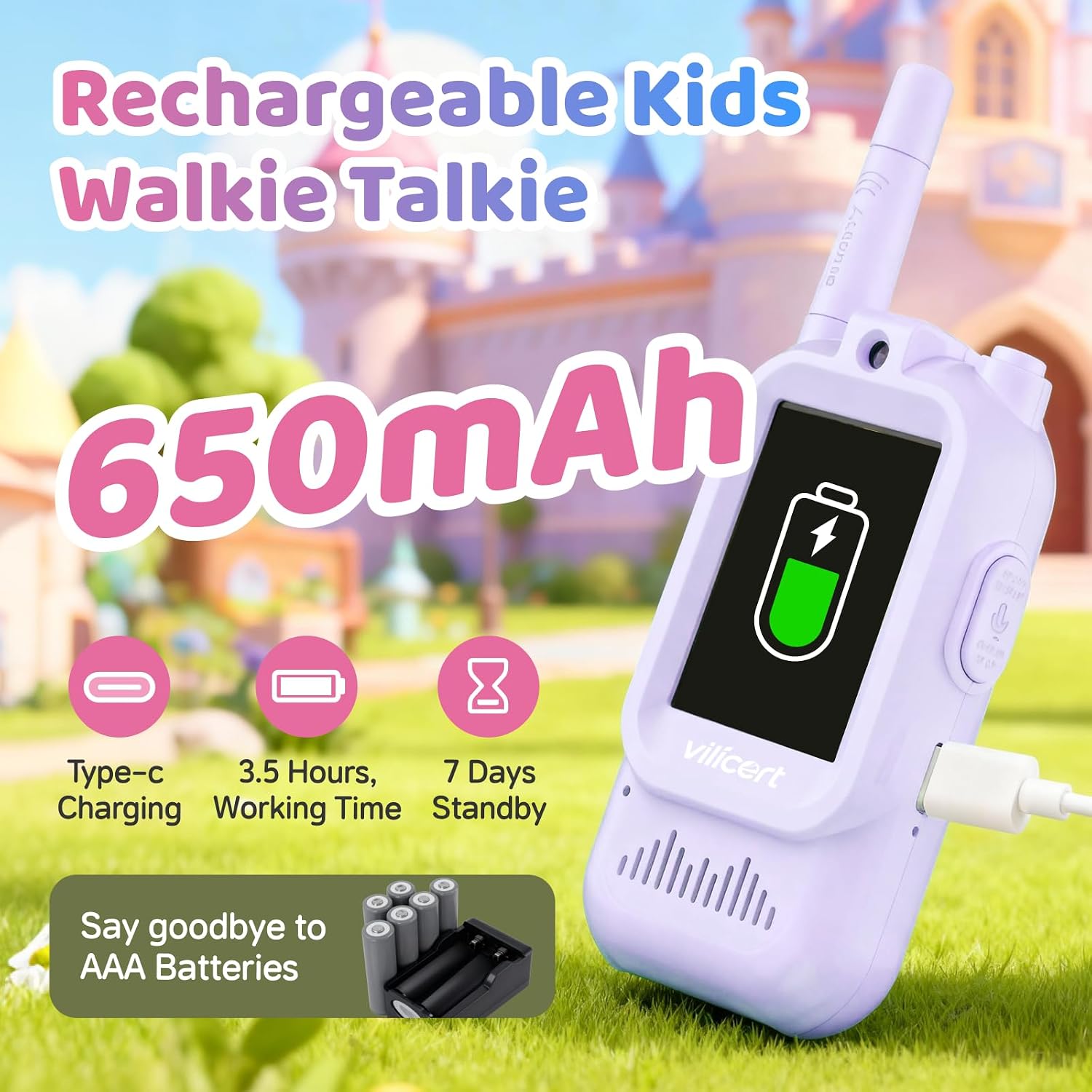 Thumbnail 6 de vilicert Kids Video Walkie Talkies with Voice Changer, 11 Channels, Purple