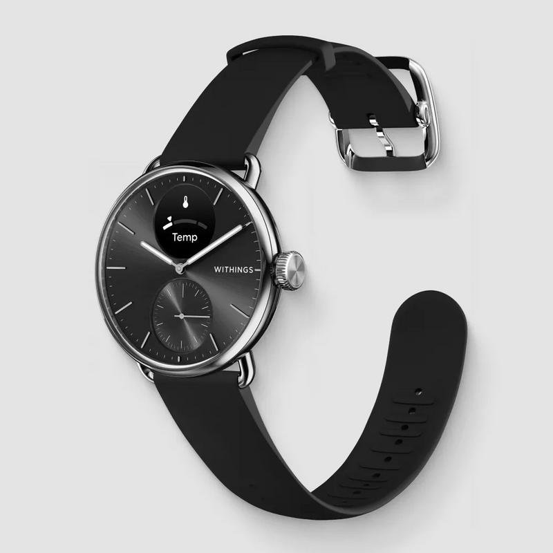 Detalle 2 de Withings ScanWatch 2 Bluetooth 38mm en acero inoxidable con correa negra