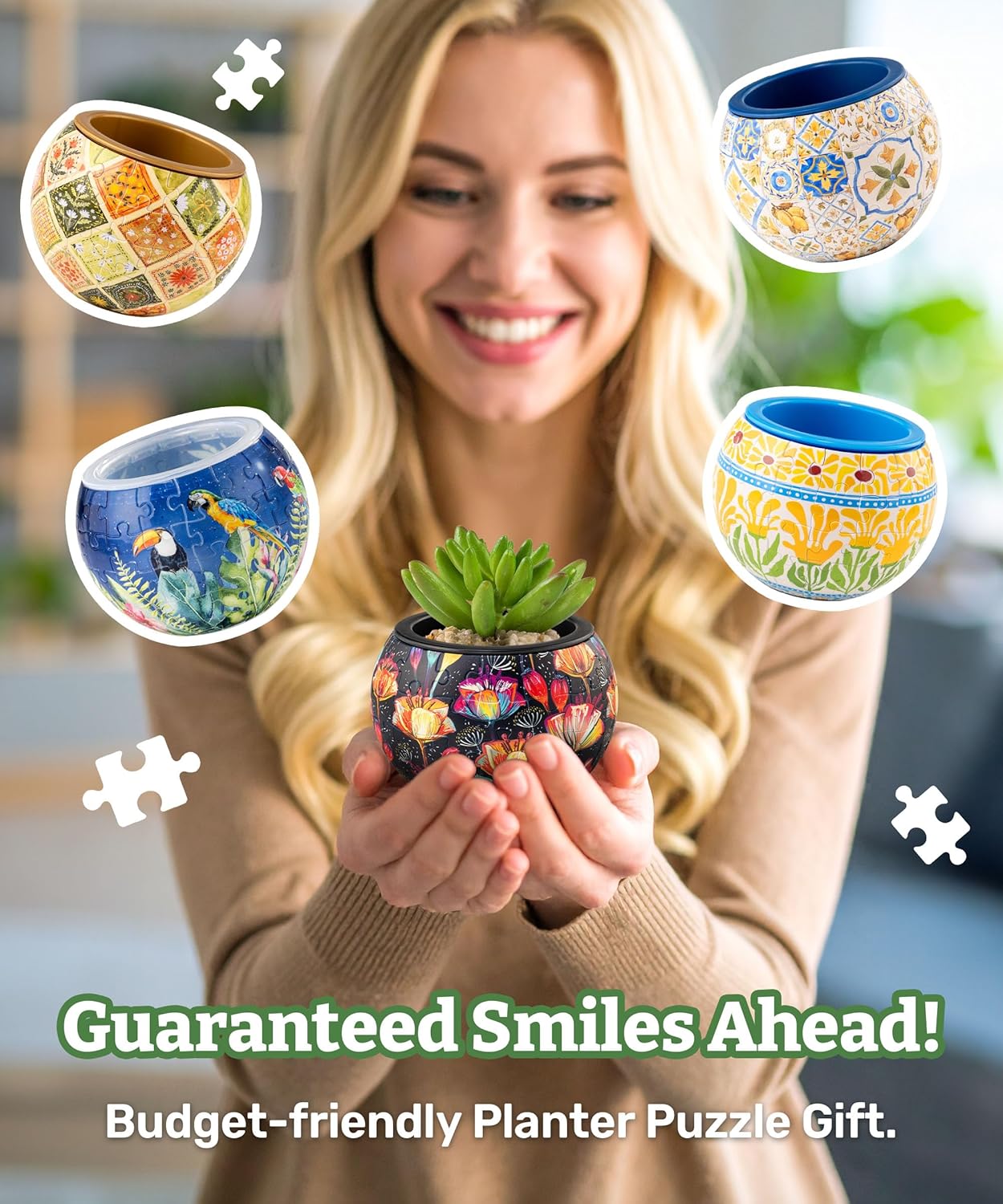 Detalle de PieceRelax 3D Puzzle Planter Daisy Breeze — 80 Pieces