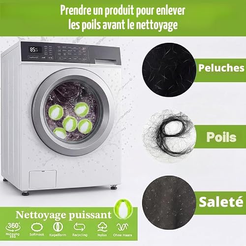 Detalle de Boule Anti Poils XIHUAN pour Lave-Linge – solution réutilisable pour textiles