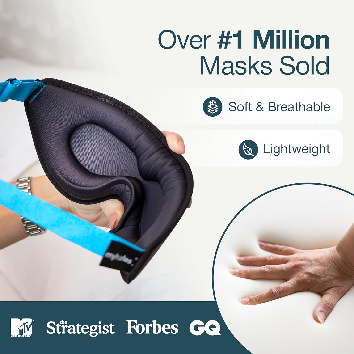 Detalle de MyHalos 100% Blackout Sleep Mask — Zero Eye Pressure 😴