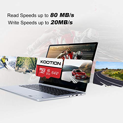 Detalle de KOOTION 64GB Micro SD Card 2 Pack: Ultra Micro SDXC, U1, C10, 64GB Each