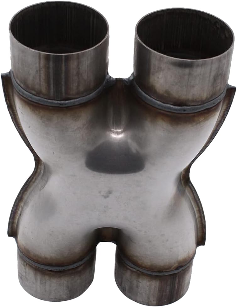 Detalle 1 de 1 PC SHLPDFM Universal Crossover Exhaust X Pipe Dual 3" In/Out 12" Long Polished Stainless Steel Muffler Exhaust Tip