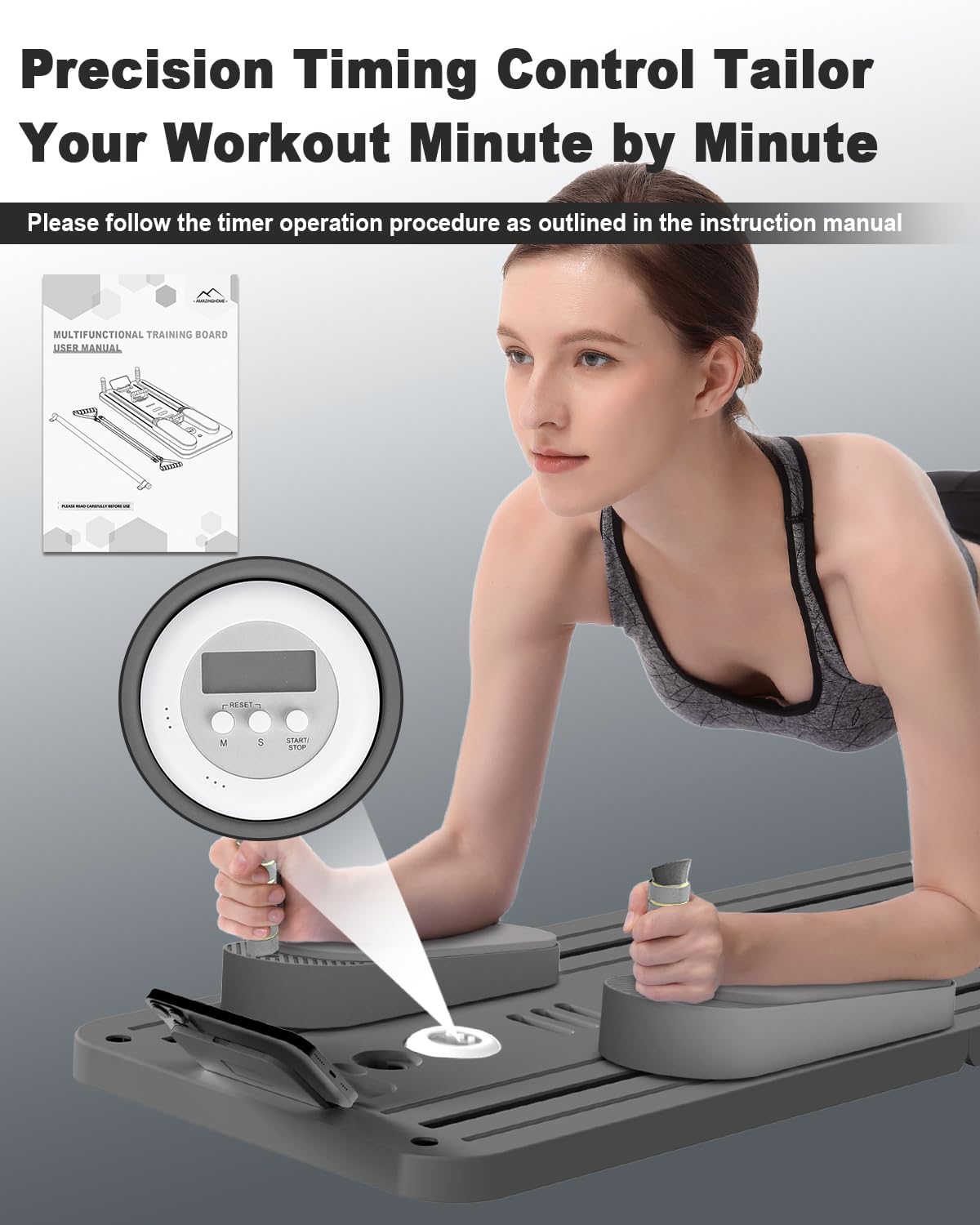 Detalle de AMAZINGHOME Pilates Board with 5 Resistance Bands, 50 lb Tension