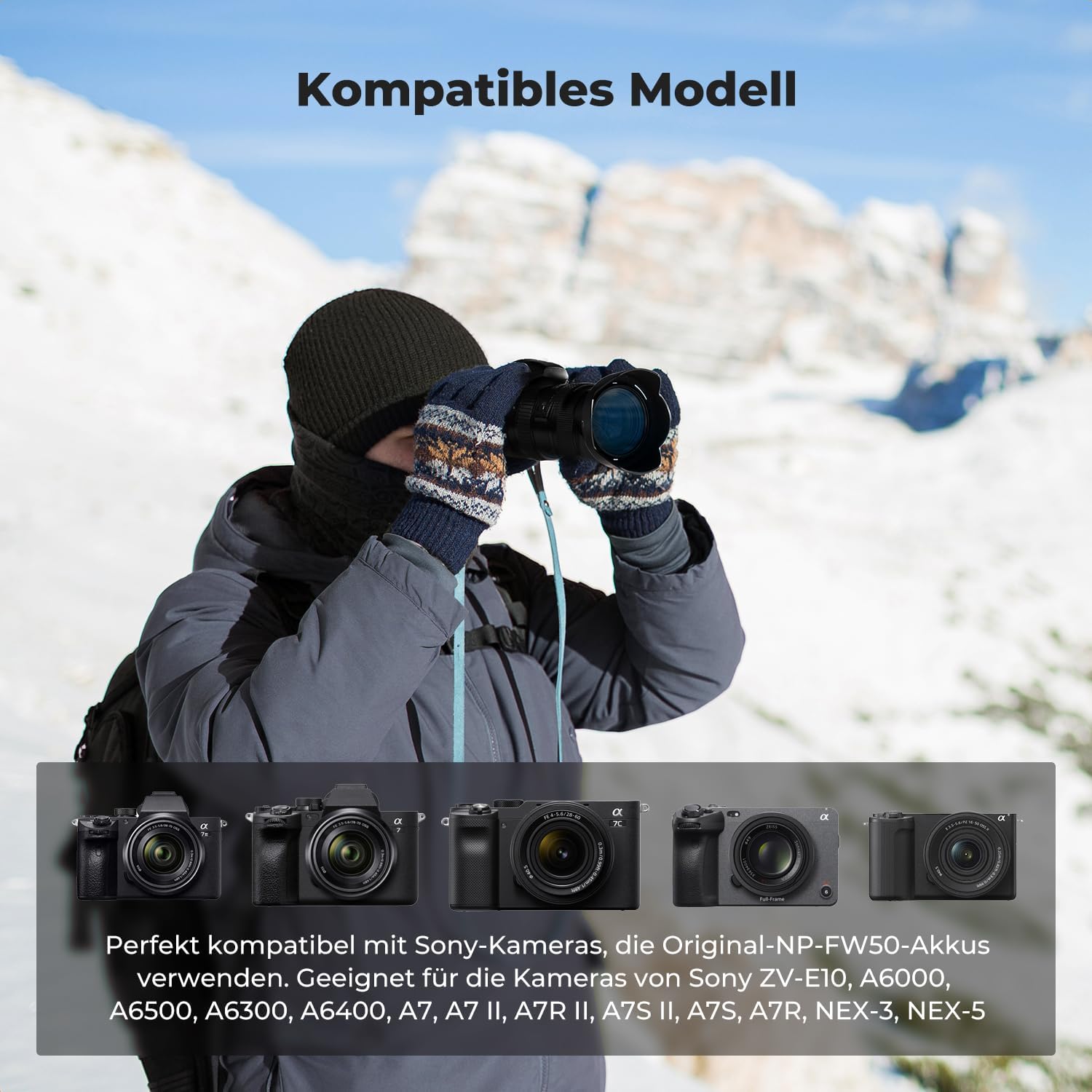 Thumbnail 1 de K&F CONCEPT NP-FW50 Kameraakku Ladegerät – 2er-Set 1100 mAh inkl. Dual-Ladeoption (Typ-C/USB-A) für Sony