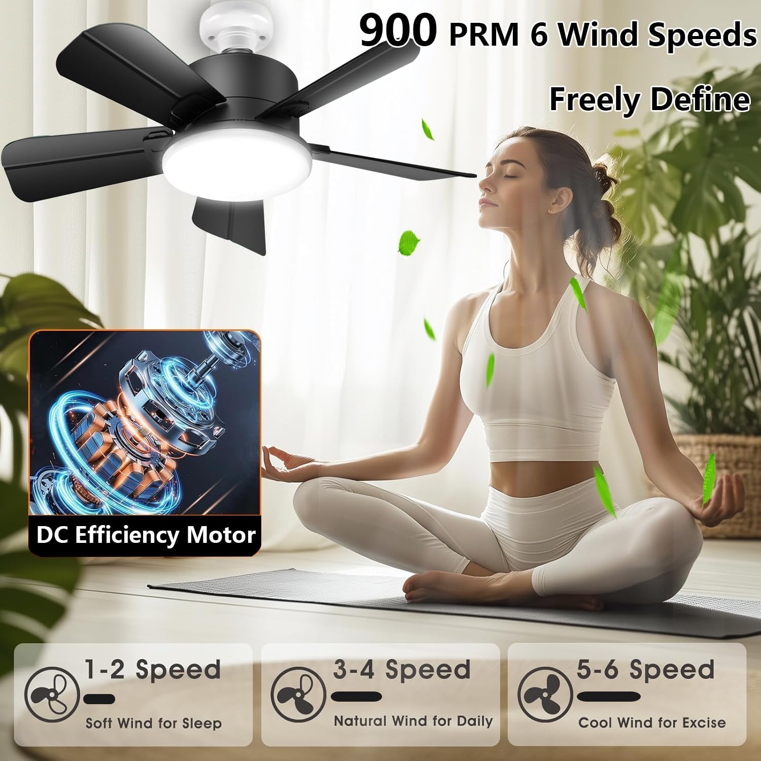 Thumbnail 3 de Socket Ceiling Fan Light with Remote (E27/B22) – Quiet, Dimmable LED & 6 Speeds