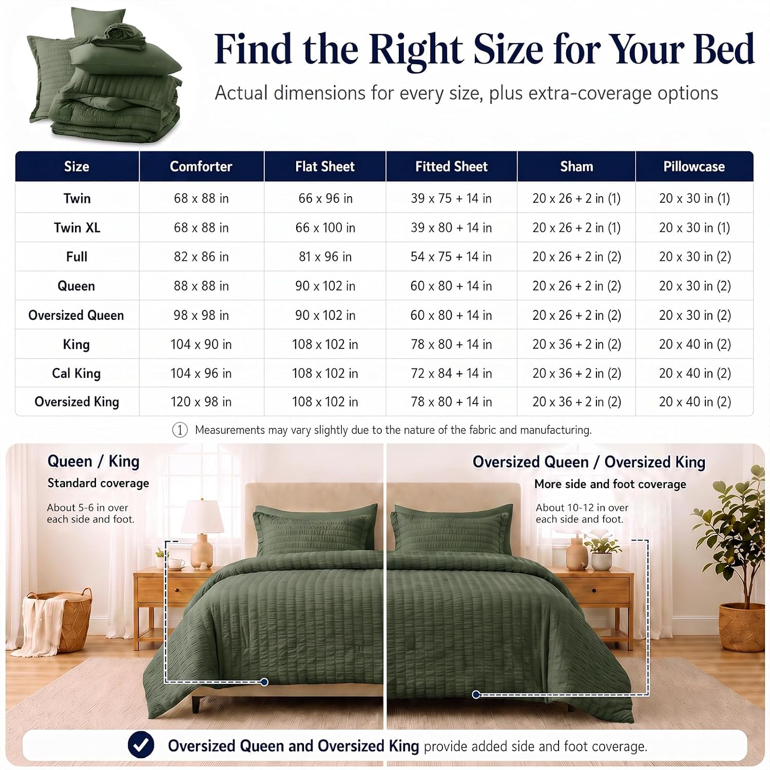 Thumbnail 6 de CozyLux Full Size Comforter Sets Dark Green — 7-Piece Seersucker Luxury Bedding in All-Season Microfiber