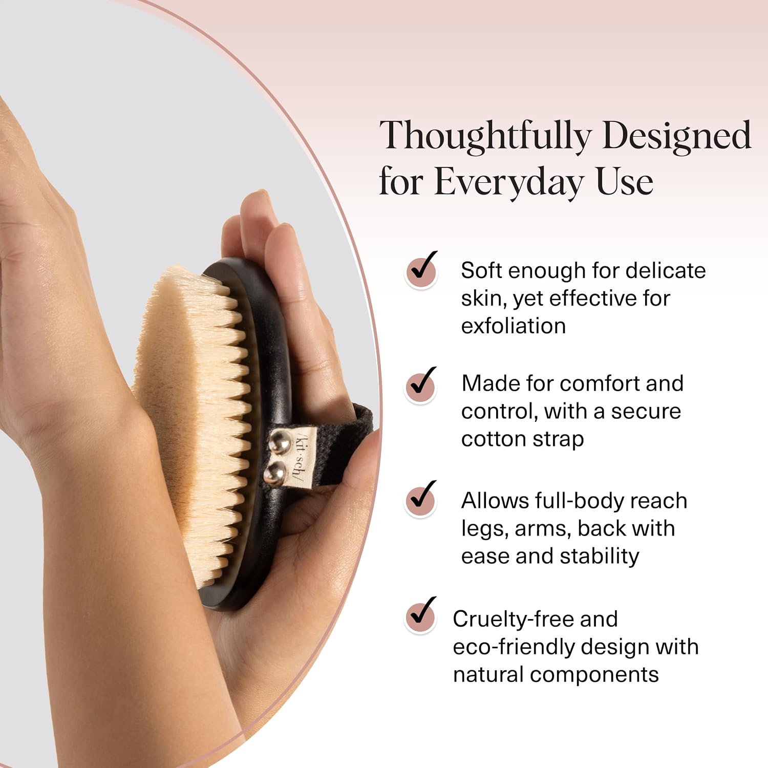 Thumbnail 2 de Kitsch Dry Br brushing Body Brush for Lymphatic Drainage – Soft Bristles, Natural Wood