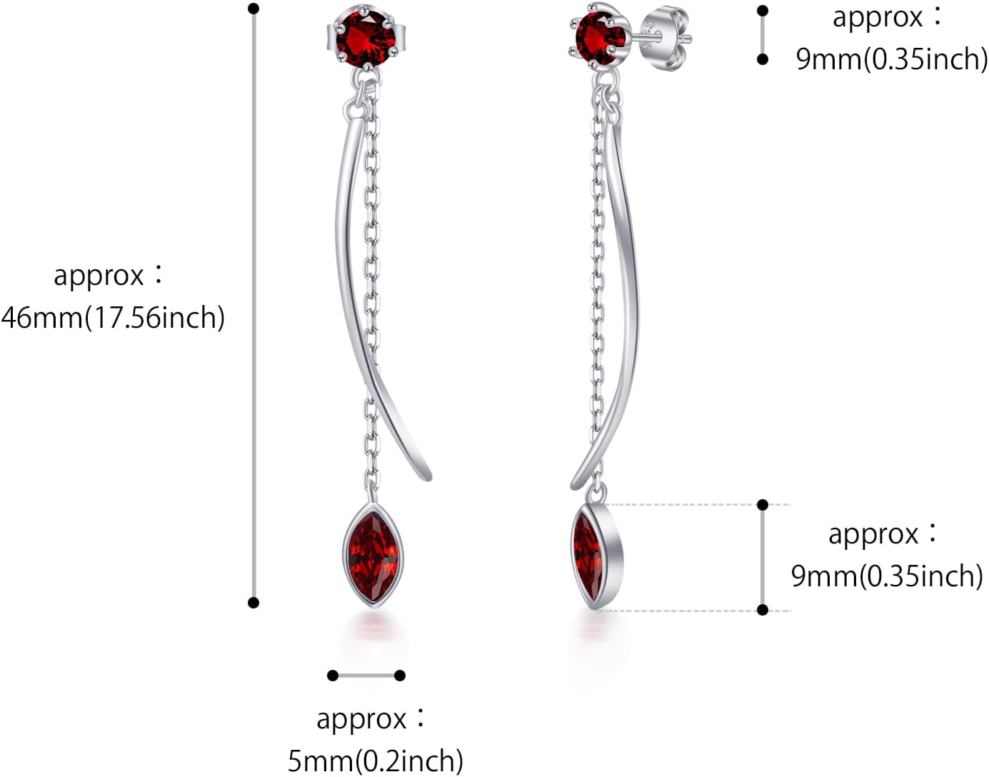 Thumbnail 5 de PHNIBIRD Boucles d'oreilles en argent 925 avec pierre de naissance – clé de voûte d’élégance pour femme