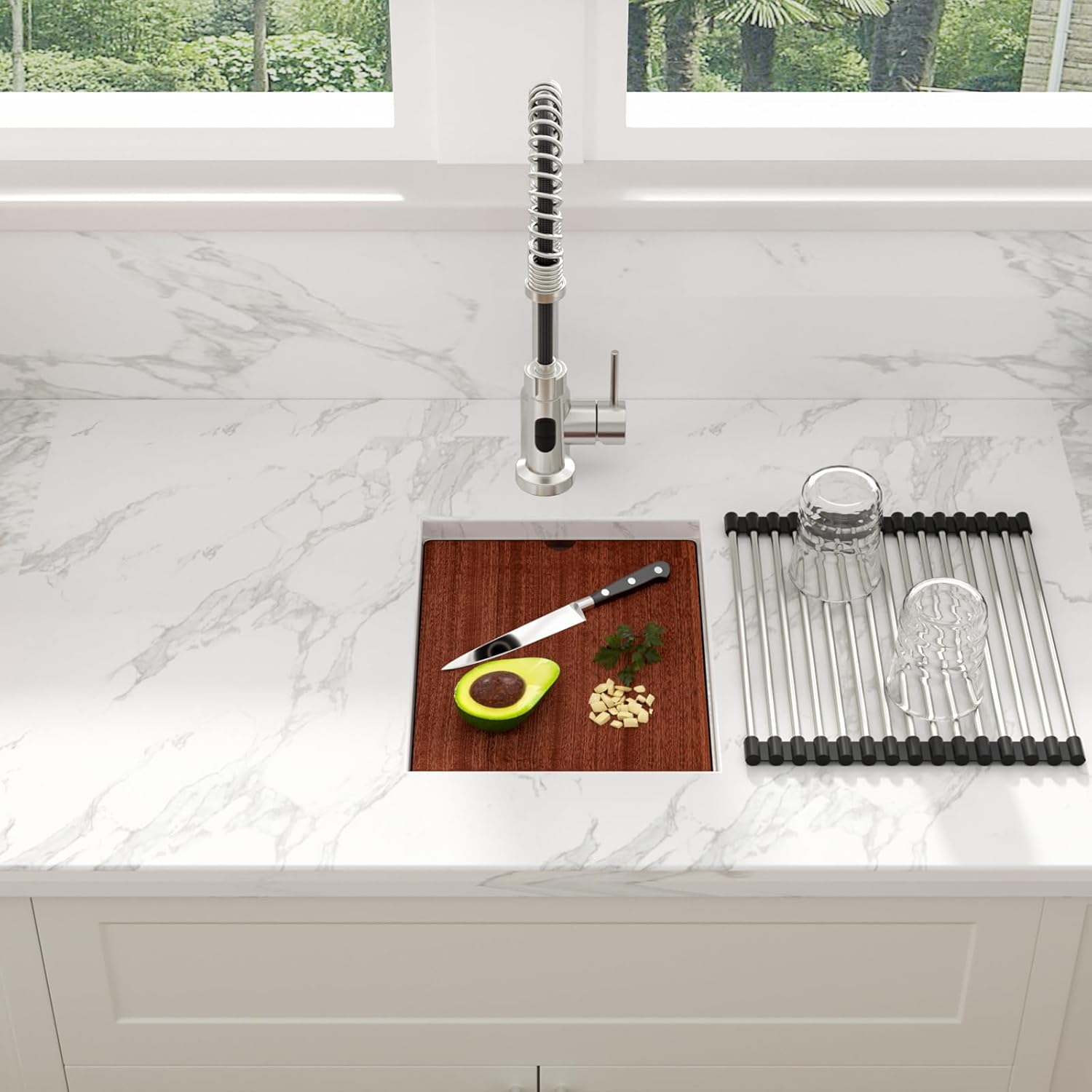 Detalle de Sarlai 12 Bar Sink Undermount Workstation – 12 x 15 Inch, 16 Gauge T304 Stainless Steel