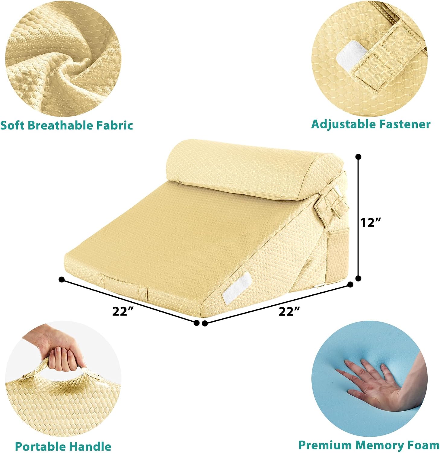 Detalle de Bedluxe Wedge Pillow Set, 9- and 12-Inch