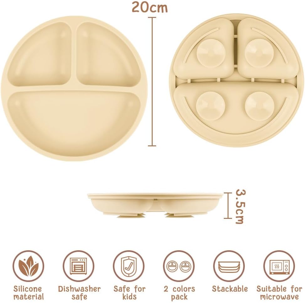 Thumbnail 1 de Aolso Assiettes en Silicone avec Ventouse – Lot de 2, 3 compartiments, sans BPA ni PVC