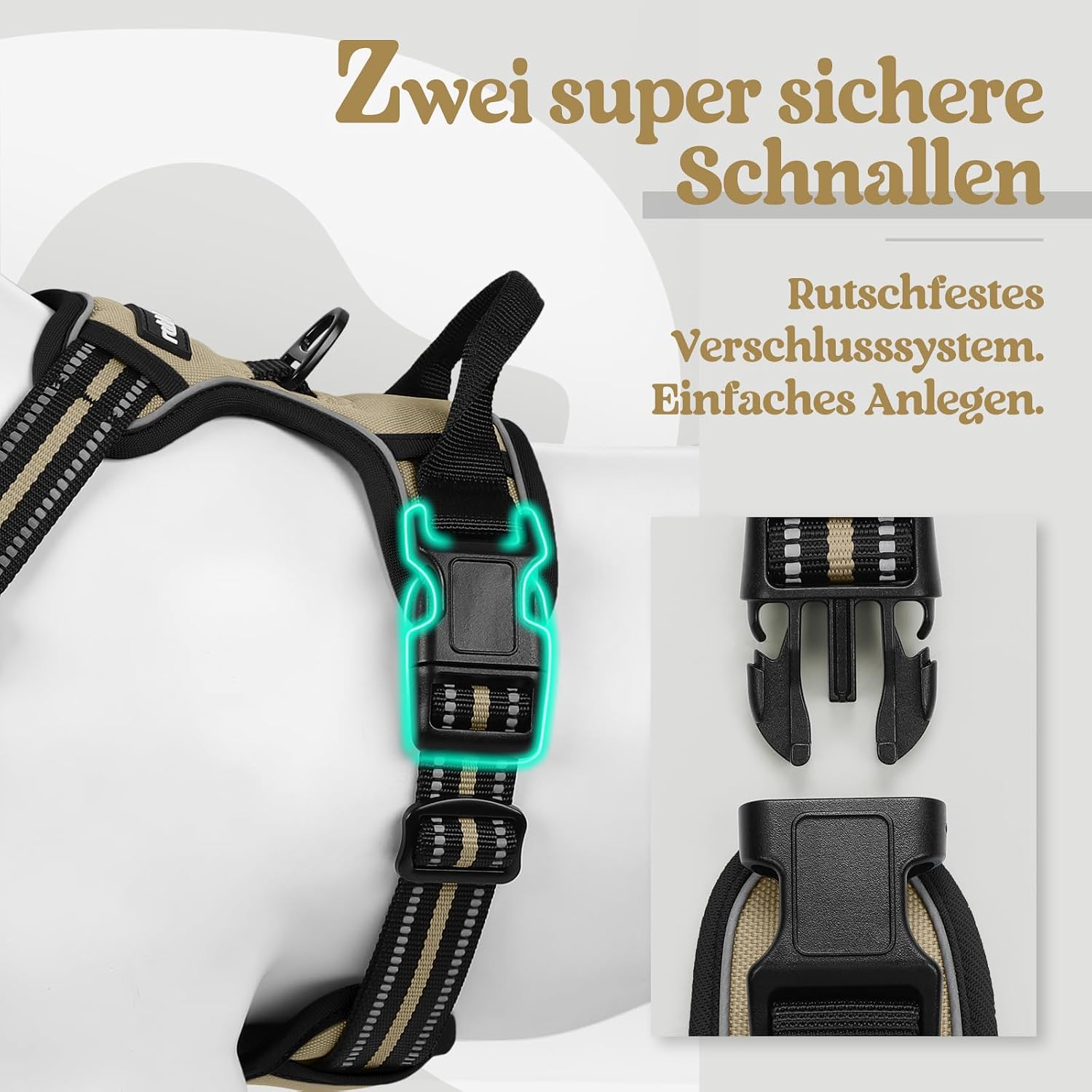 Detalle de rabbitgoo Hundegeschirr Mittelgroße Hunde – Anti-Zug, verstellbar, atmungsaktiv, Reflektor, Größe S (33–61 cm Brustumfang)