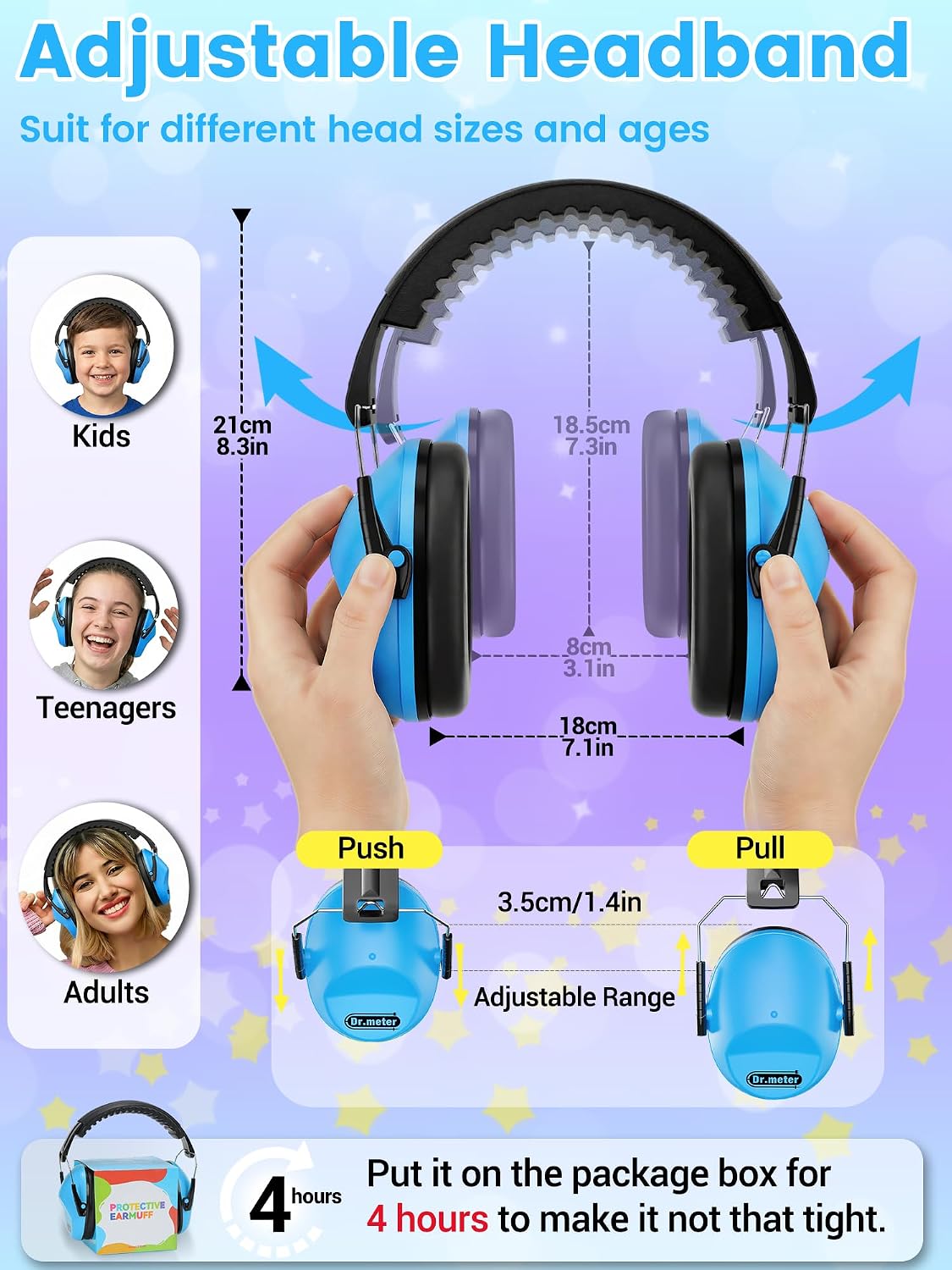 Thumbnail 3 de Dr.meter Children’s Ear Defenders SNR 30dB – Adjustable earmuffs for sleeping, studying & noise reduction