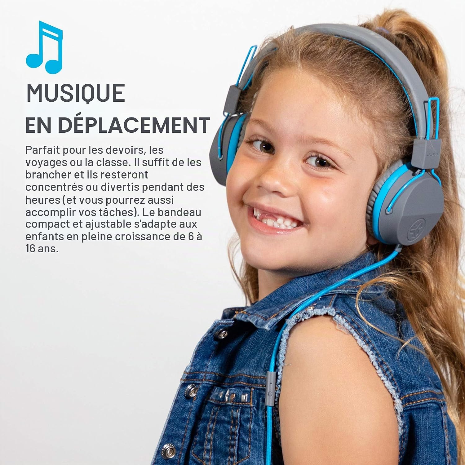 Thumbnail 5 de JLab JBuddies Studio : casque audio enfant avec fil, limiteur de volume et micro (bleu)