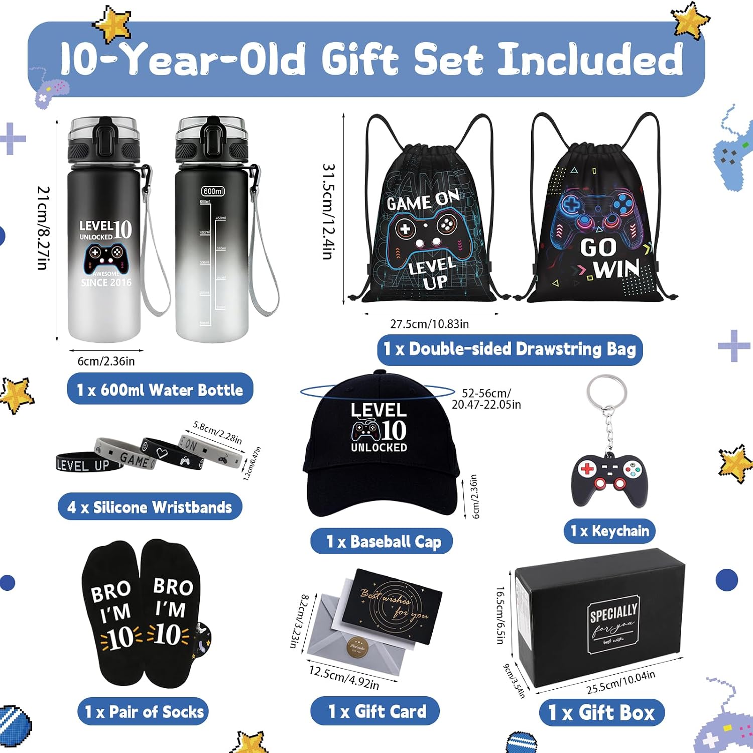 Detalle de 10 Year Old Gifts for Boys – Level 10 Unlocked Gamer Gift Set (10-piece)