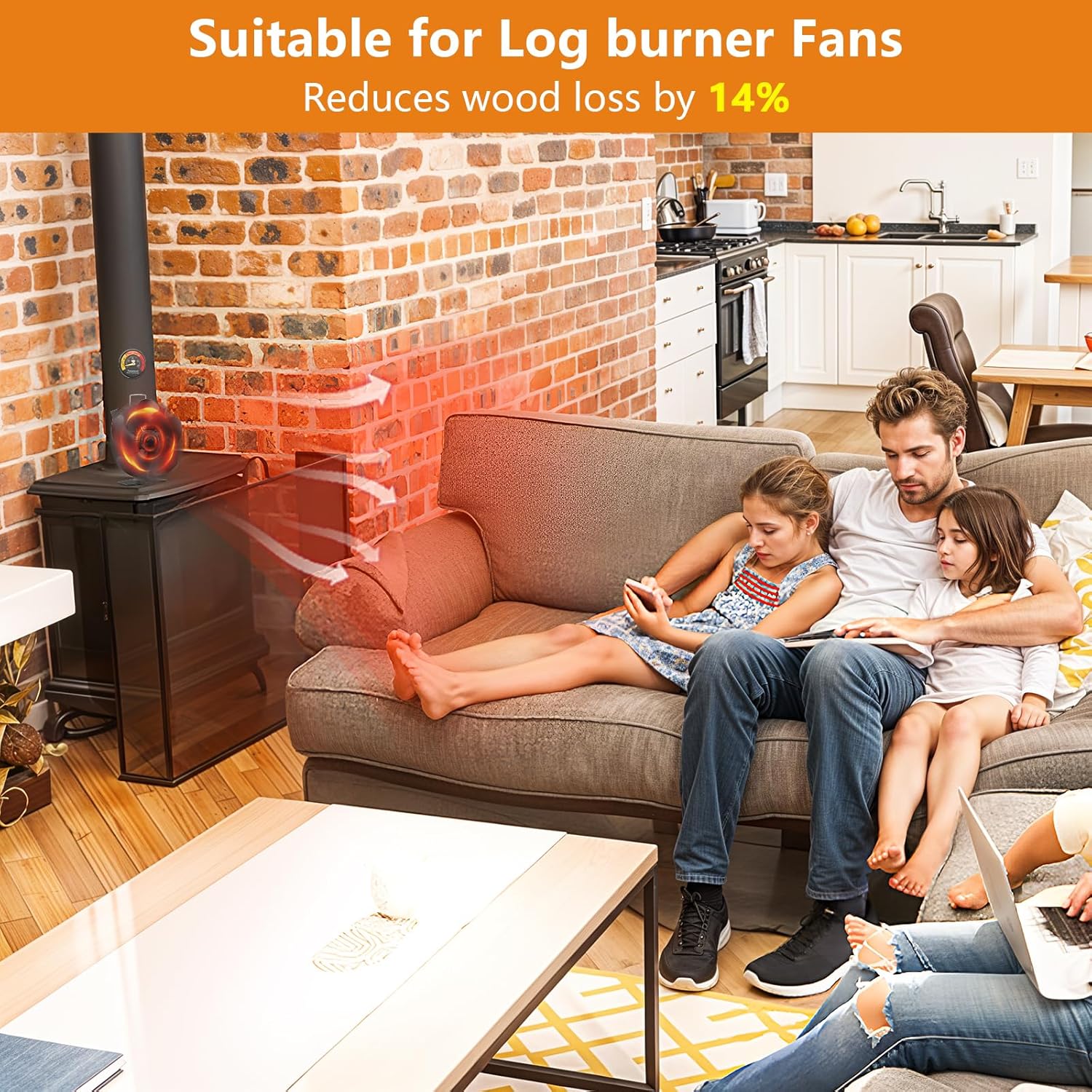 Thumbnail 4 de Xmasneed Log Burner Fan 5-blade