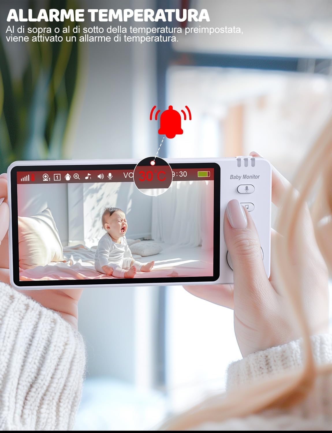 Thumbnail 5 de BURNNOVE Baby Monitor Video e Audio da 5” con videocamera 720P, visione notturna e PTZ 355° (senza Wi‑Fi)