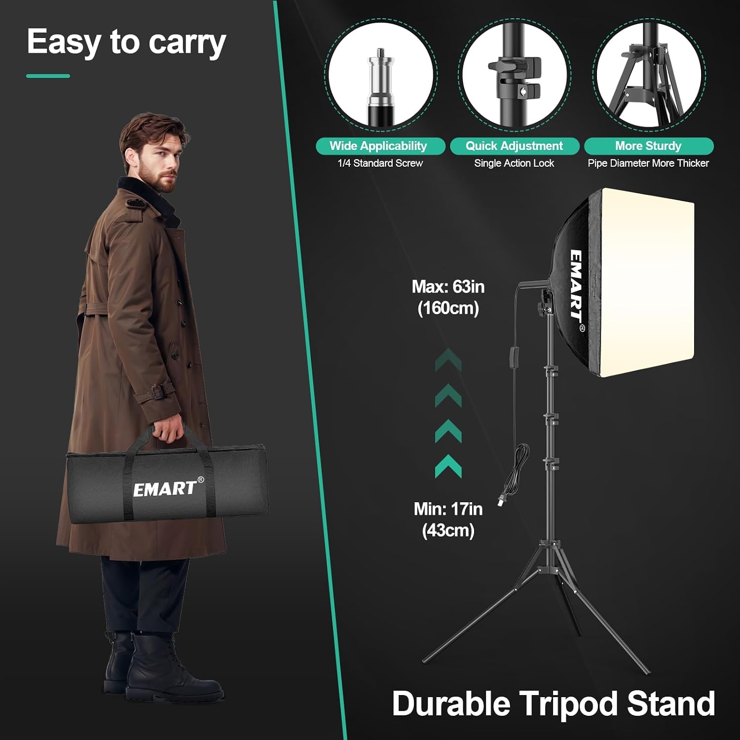 Thumbnail 4 de EMART Softbox Lighting Kit 16-inch