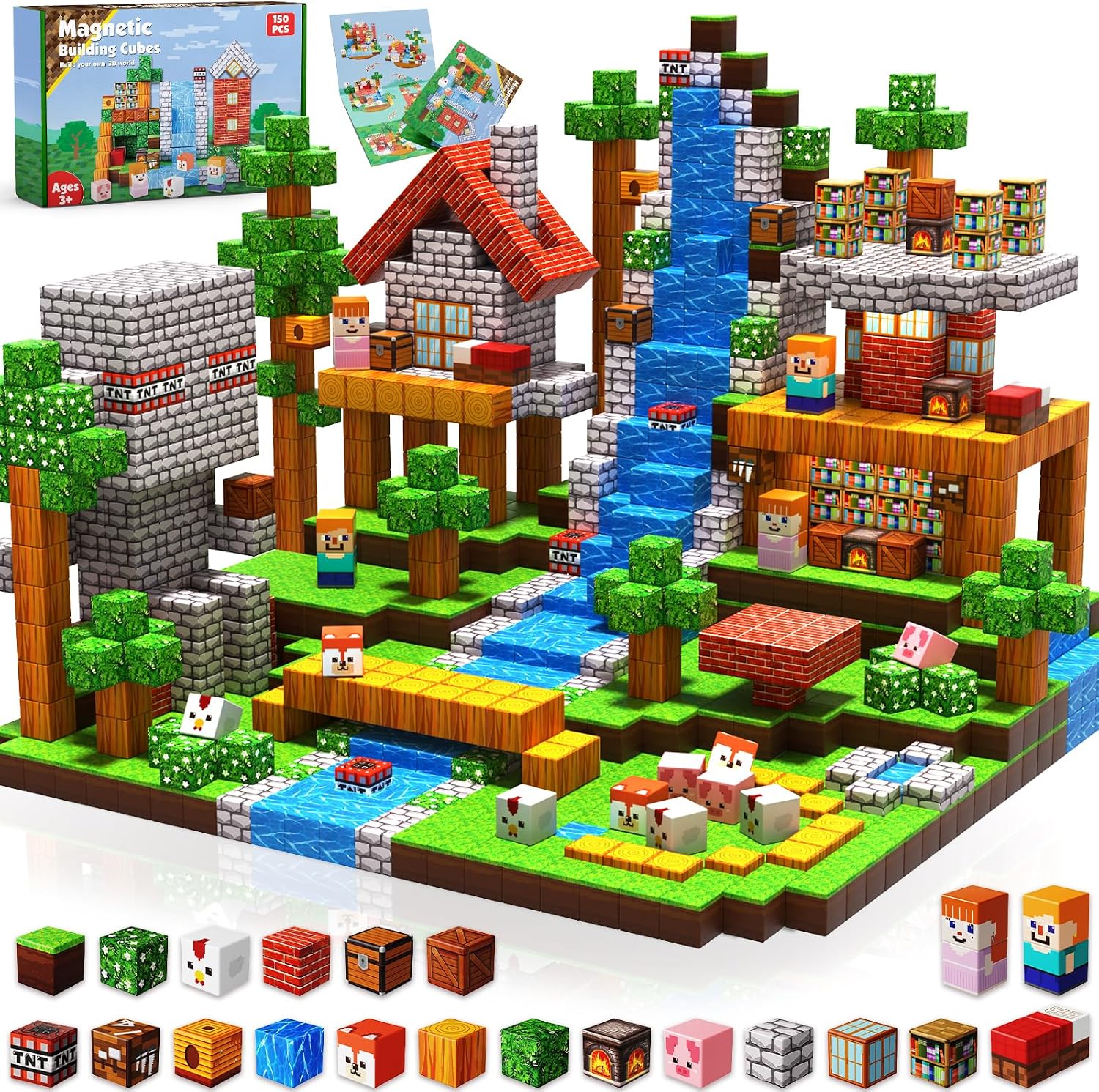 Detalle de Magnetic Blocks-150PCS Grassland Set