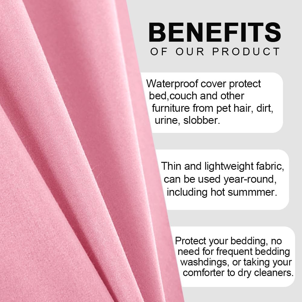 Thumbnail 6 de DUJUIKE Copriletto impermeabile 230x250 cm, rosa – protezione 100% per letto e mobili