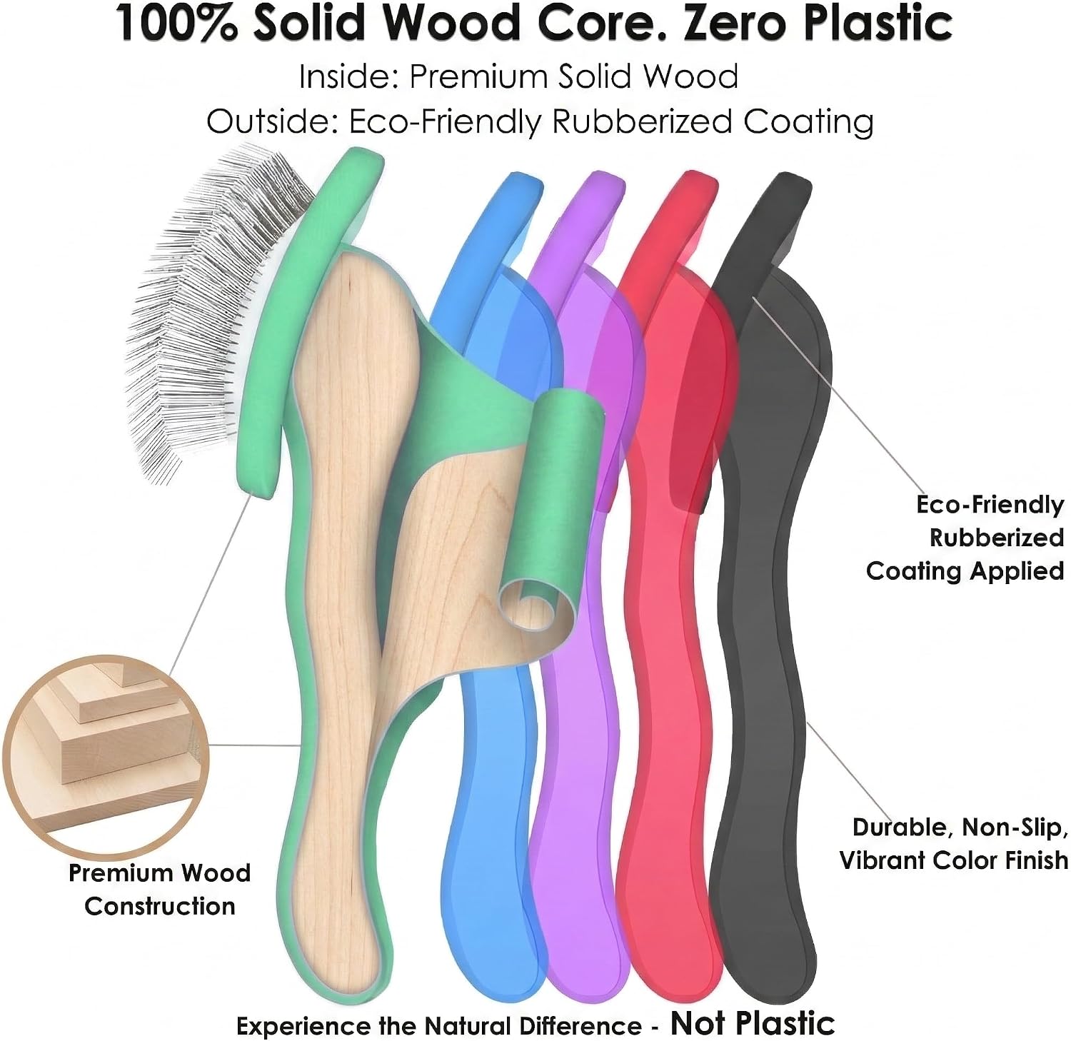 Detalle 2 de COZYGIFT Dog Slicker Brush & 2-in-1 Comb for Long-Haired Doodles (Green)