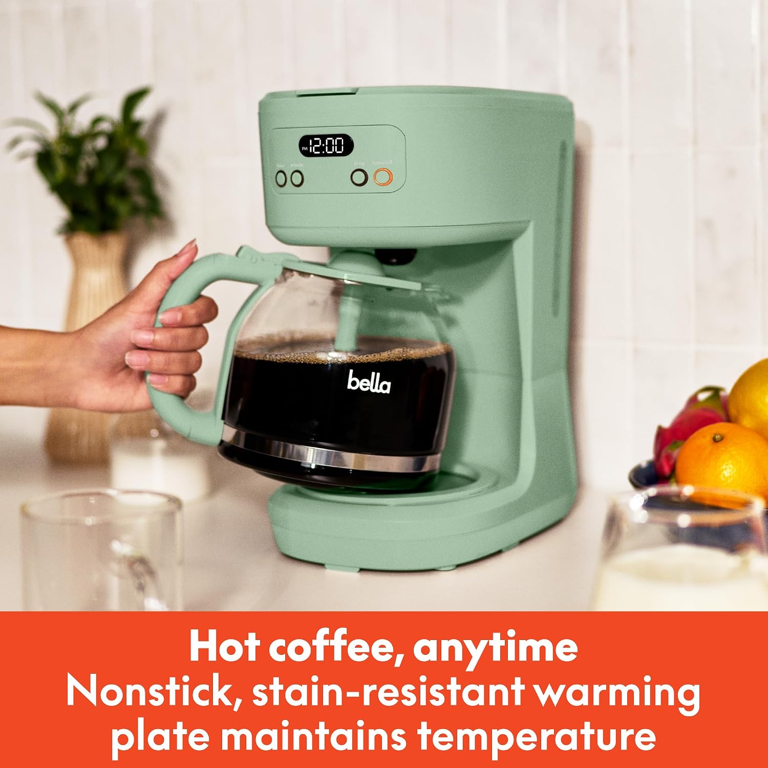 Detalle de bella 12 Cup Programmable Coffee Maker with LCD Display, Auto Shutoff, 900W (Seaglass)