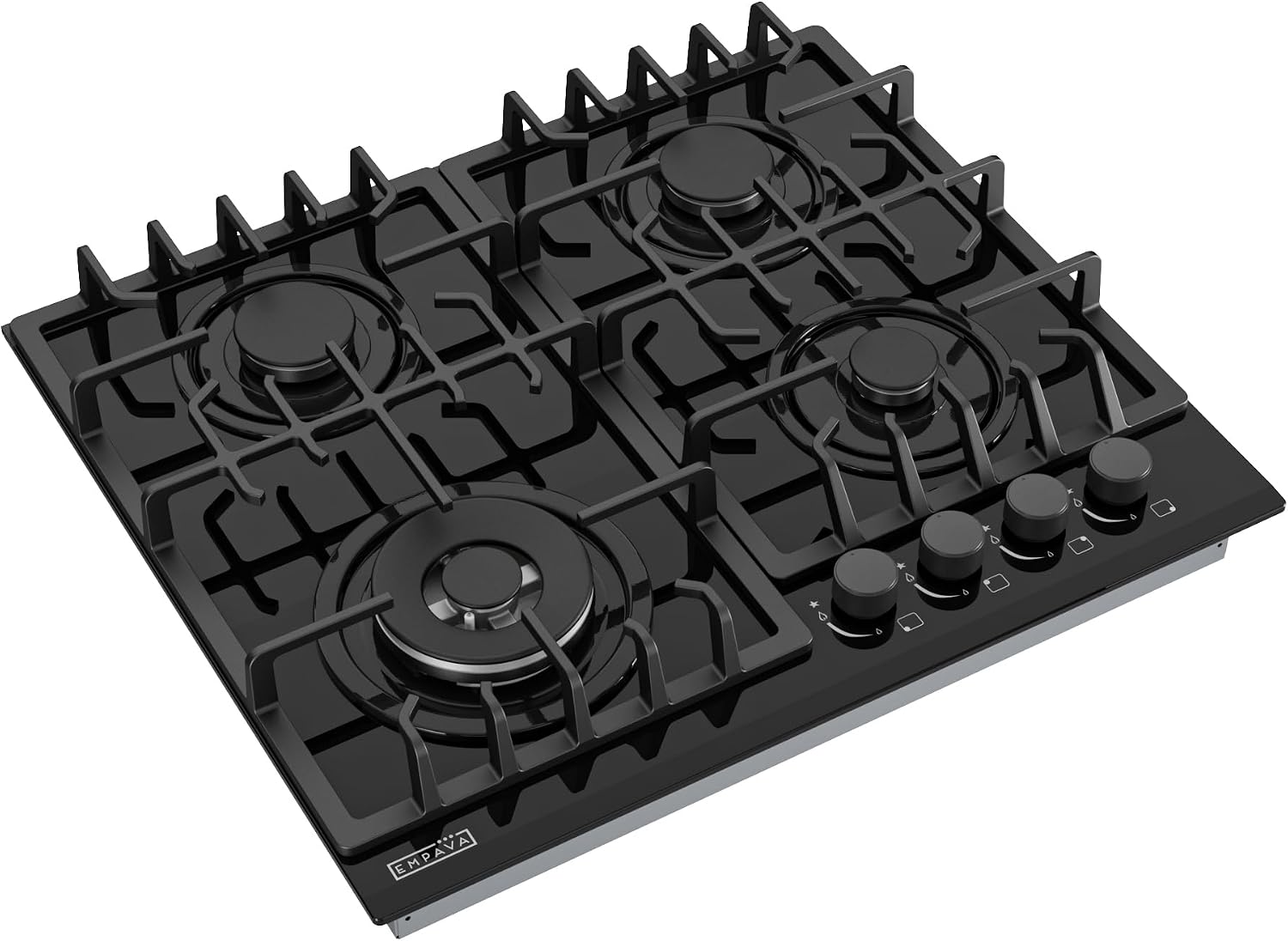 Detalle de Empava 24 in. Gas Stove Cooktop, 4 Sealed SABAF Burners, Black Glass