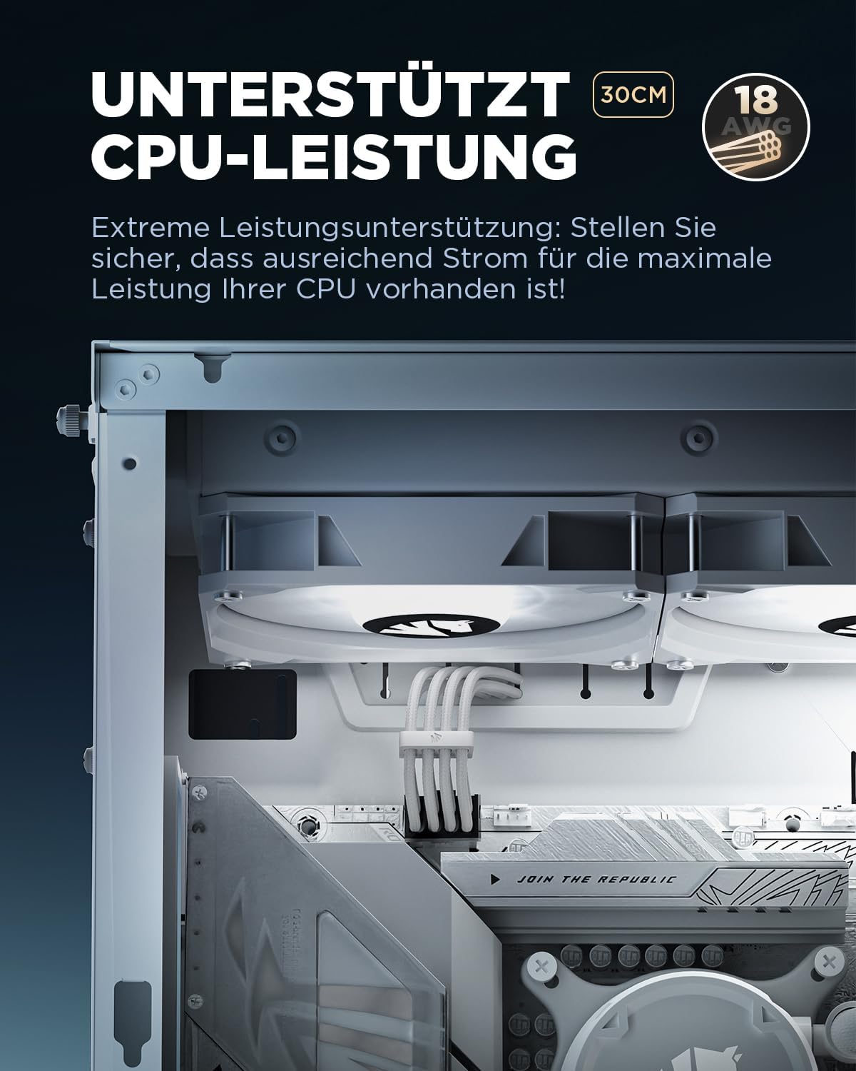 Thumbnail 4 de AsiaHorse PSU Kabelverlängerung: 24-Pin/ (4+4) EPS/ PCIe (6+2) Kabelkit, Weiß, 30 cm