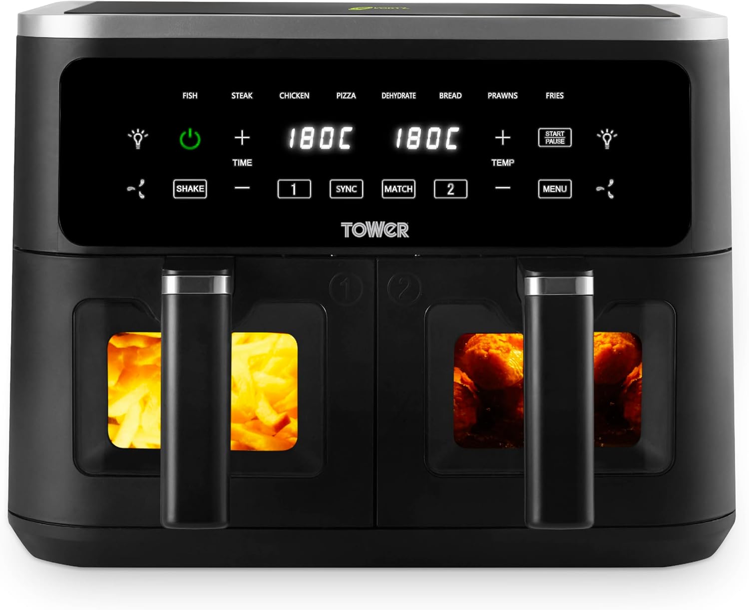 Detalle de Tower Vortx Vizion 9L dual basket air fryer