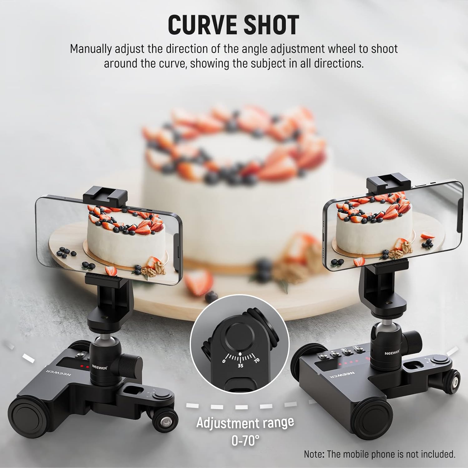Thumbnail 3 de NEEWER DL200 motorised camera dolly with app control for iOS/Android (tabletop slider, ball head, quiet step motors)