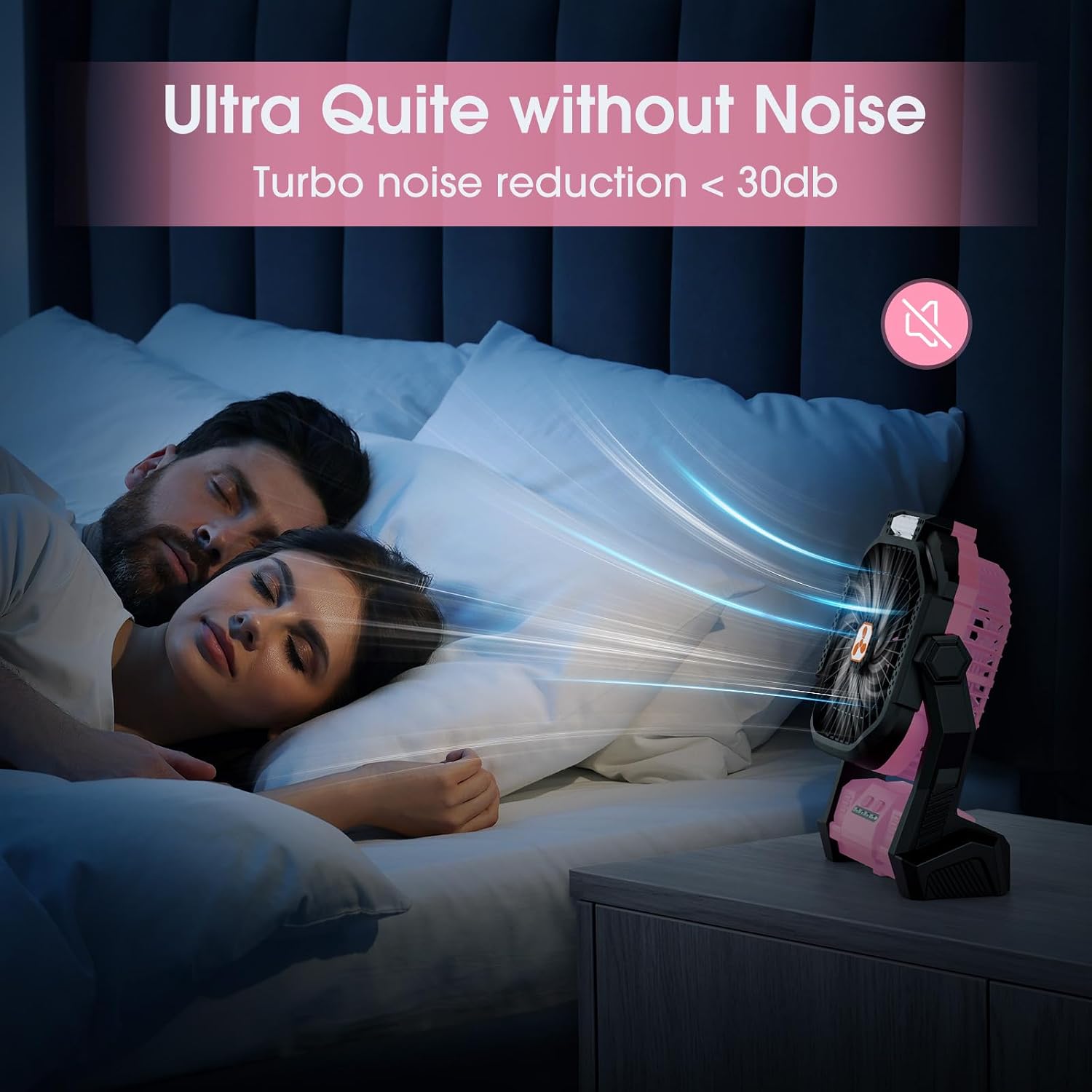 Detalle 1 de ONLYNEW 20000mAh Portable Fan with LED Lantern, USB-C Charging, Pink