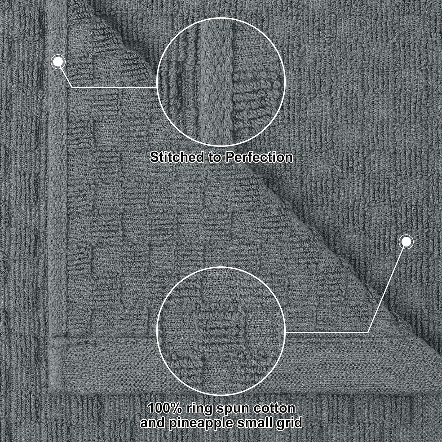 Detalle de Homaxy 100% Cotton Terry Kitchen Towels (15" x 25", 6 Pack) Dark Grey